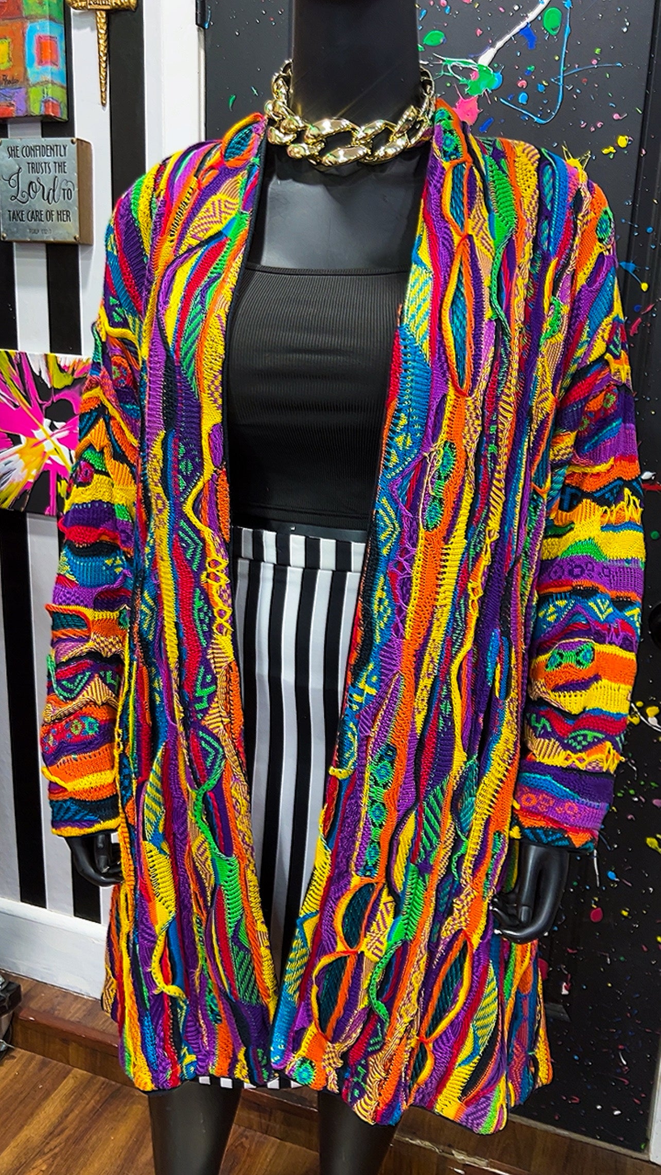 Vintage Coogi Wool (Fully Lined) Knit Duster- Has Shoulder Pads (22/24) *KC
