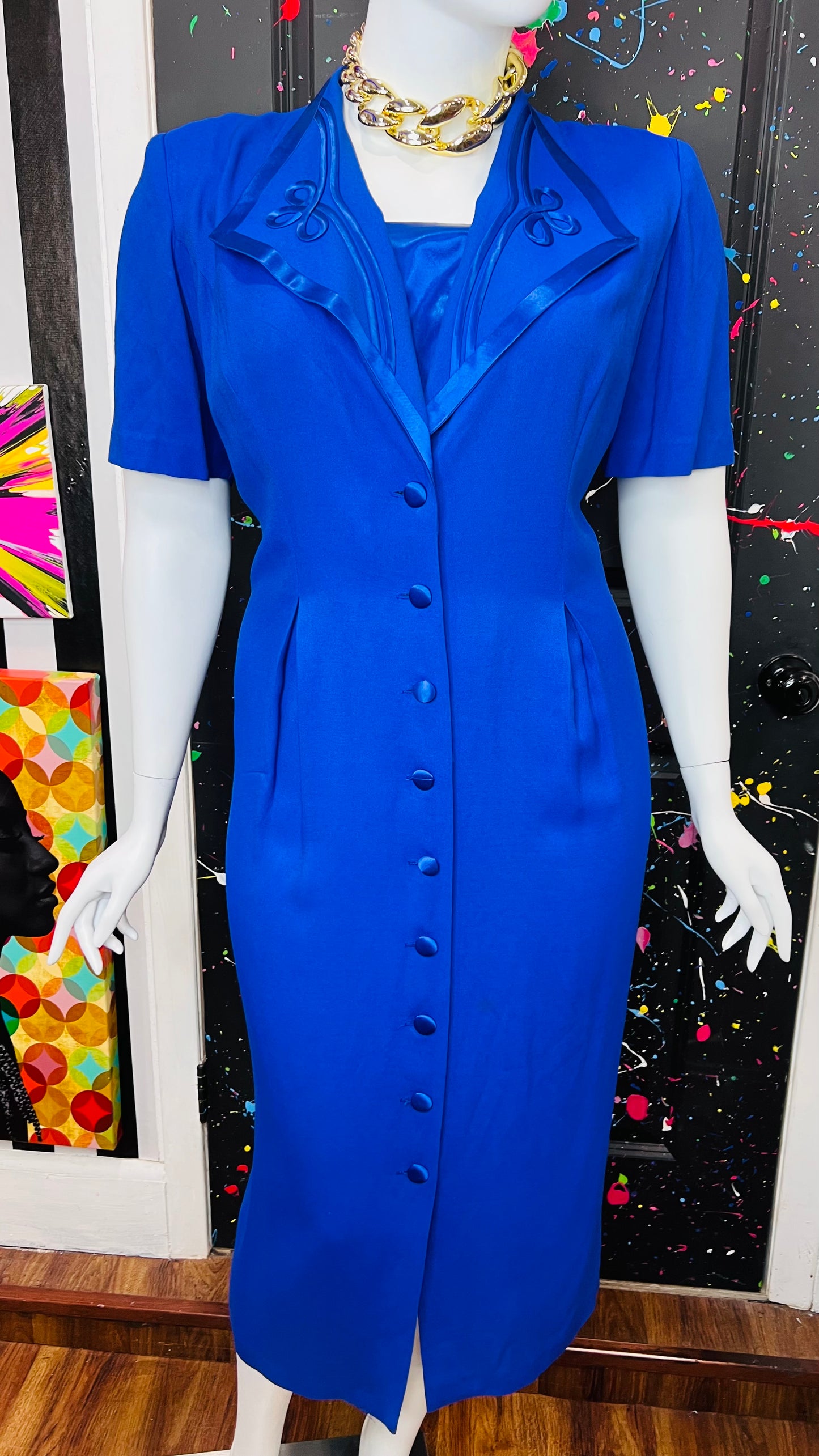 Vintage ‘Blues’ Statement Dress (20W)