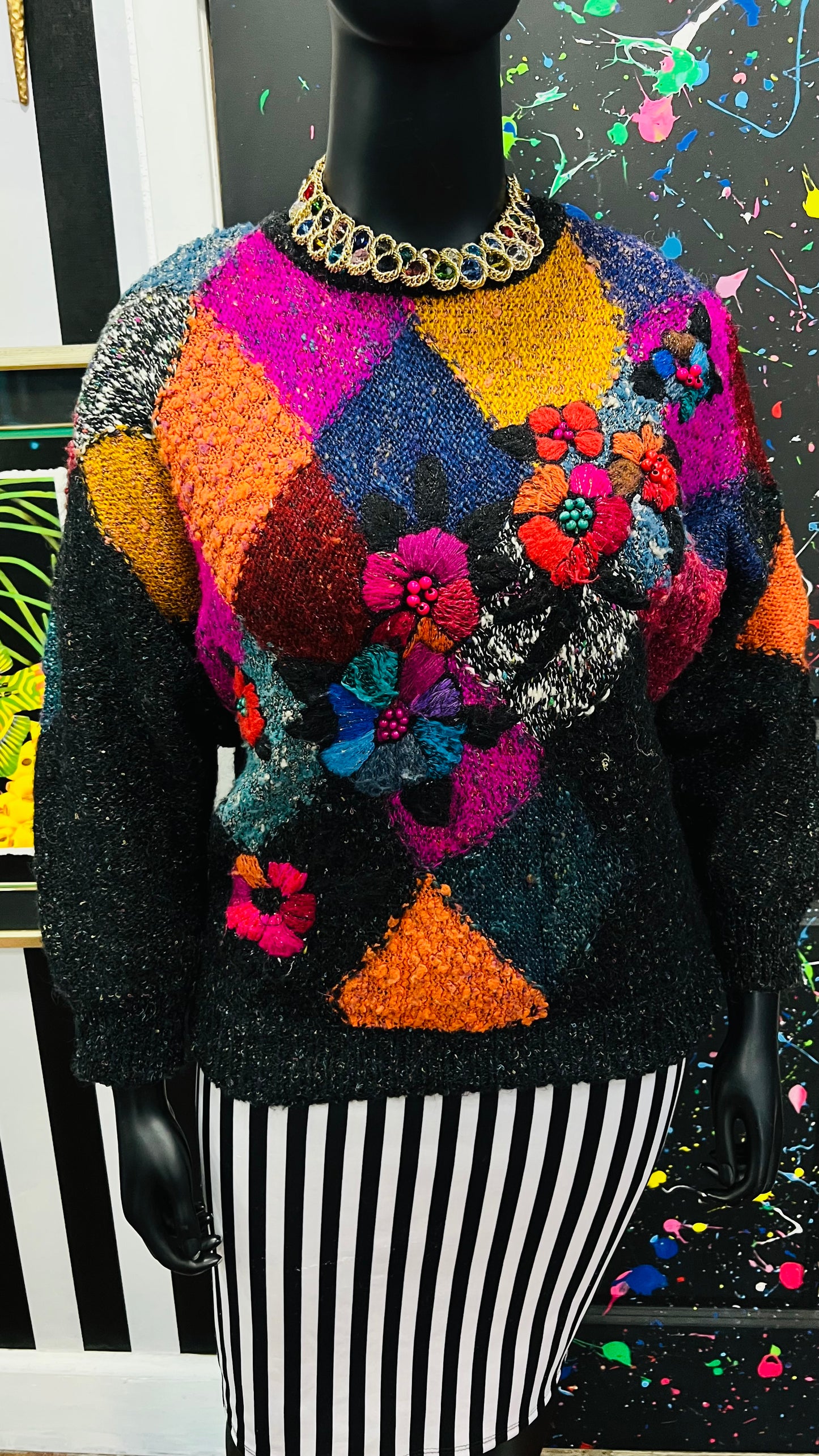 Vintage Acrylic & Wool Abstract Sweater (18)