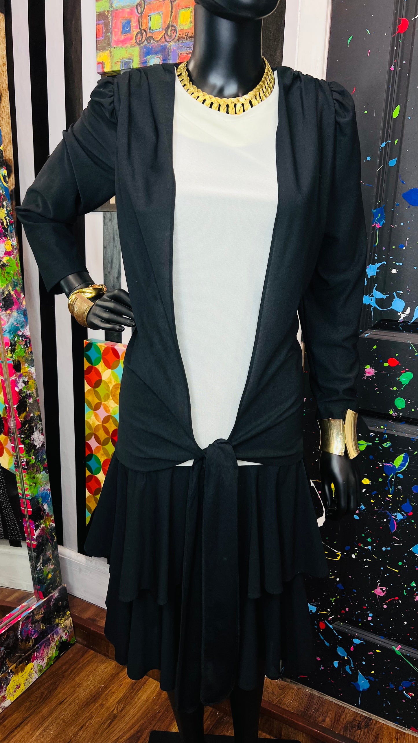 Vintage Layered Black & White Dress (12)