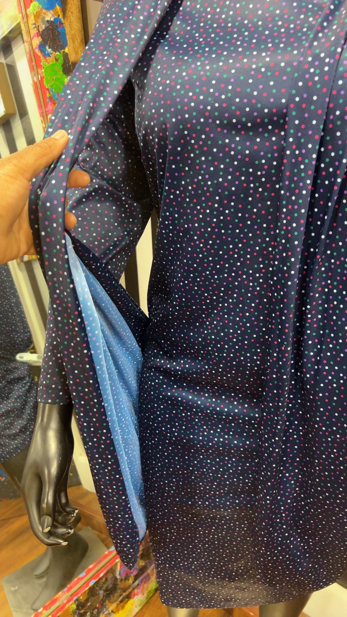 Vintage Navy Blue Polka Dot Dress (14)