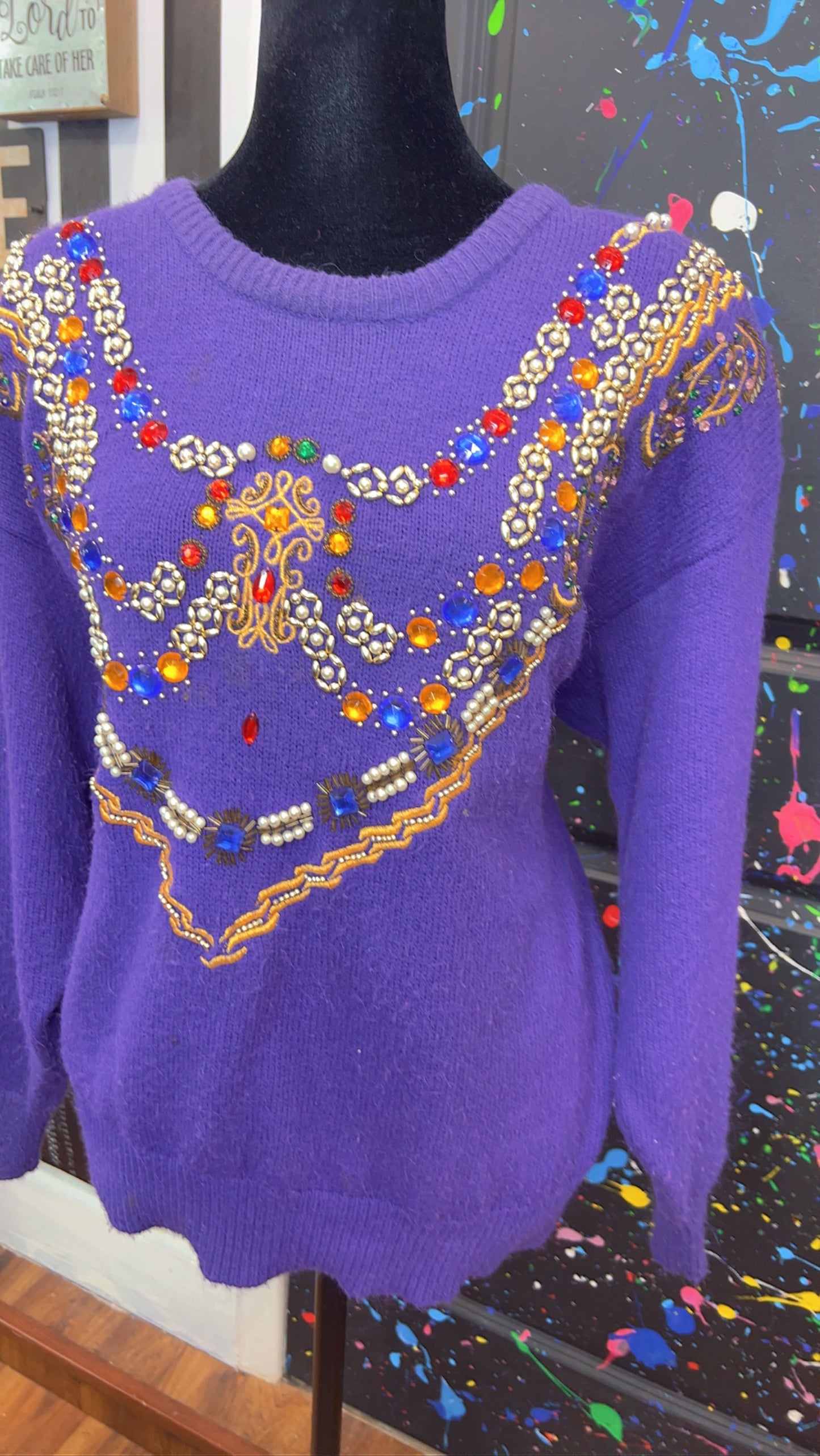 Vintage Jeweled Purple Sweater (14)