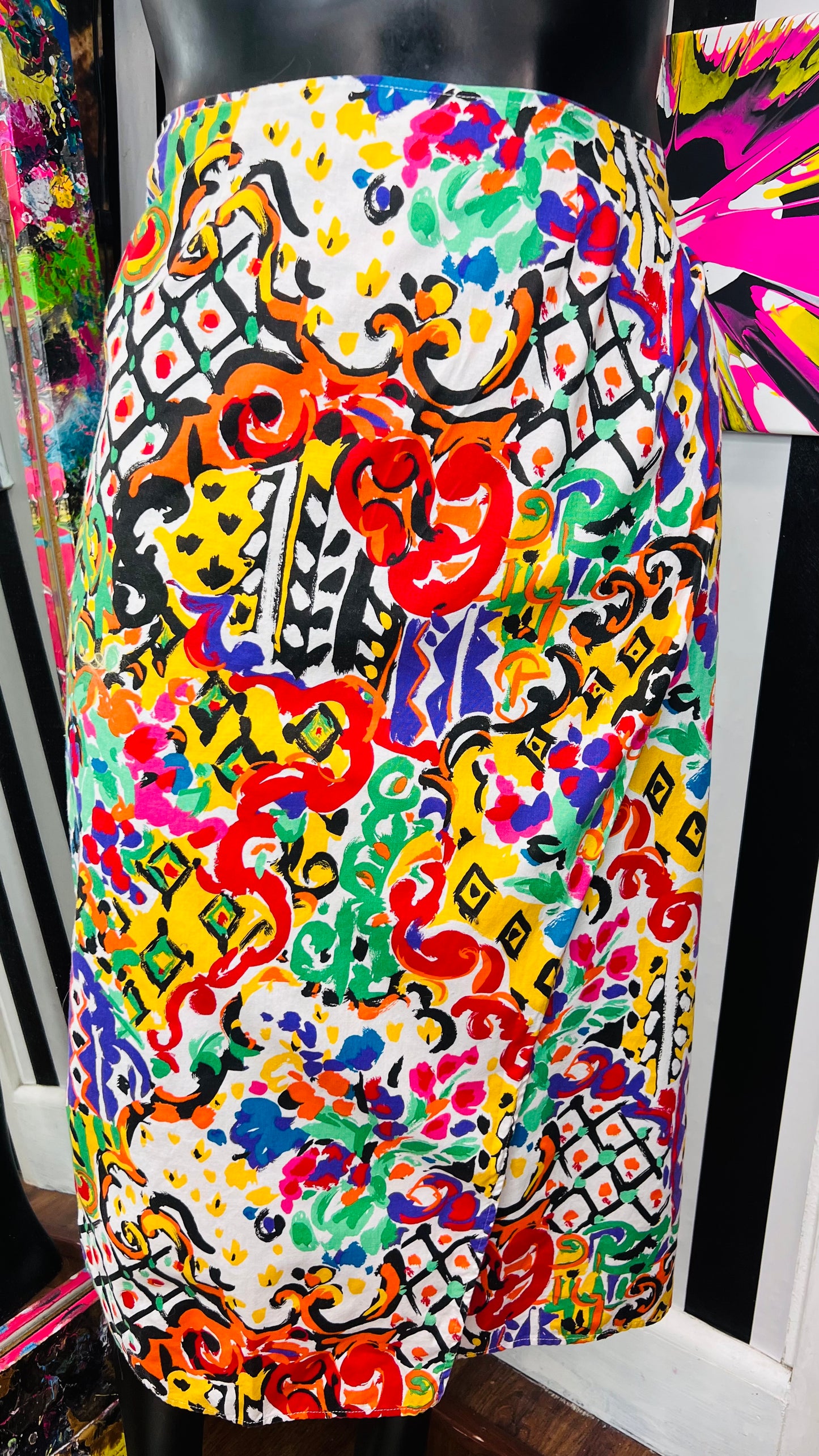 Vintage Cotton Abstract Wrap Skirt (14)