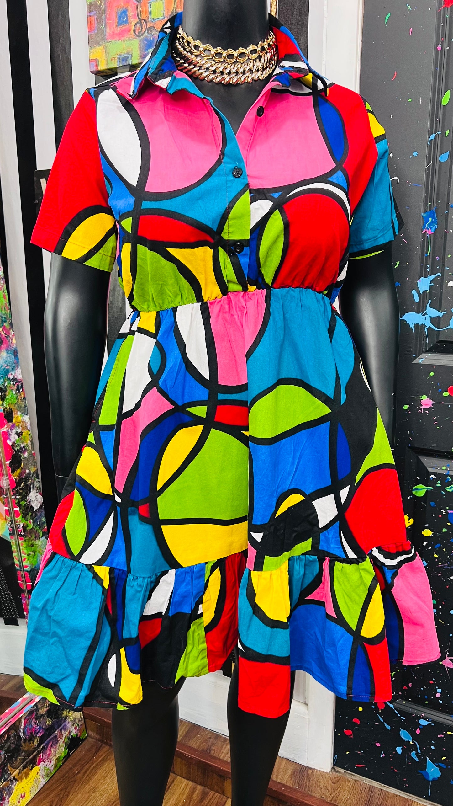 100% Cotton African Abstract Print Dress (14)