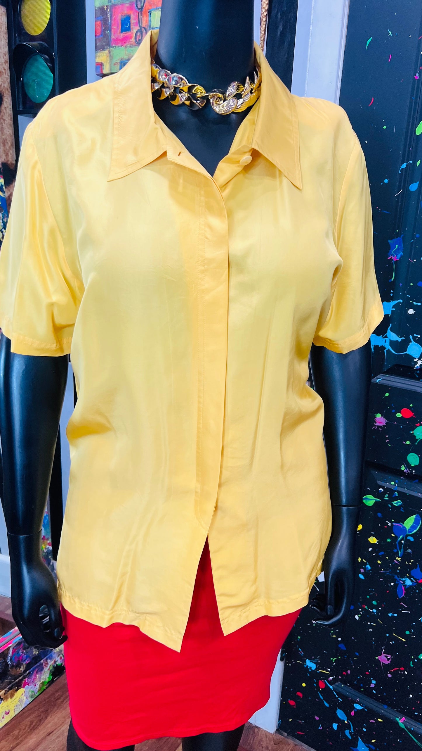 Vintage Yellow Silk Blouse (18/20)