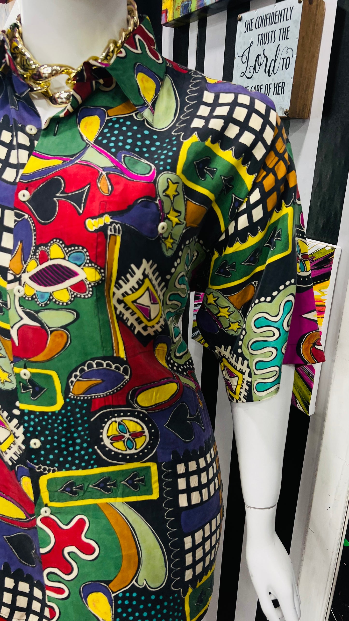 Vintage 100% Silk Funky Blouse (18)