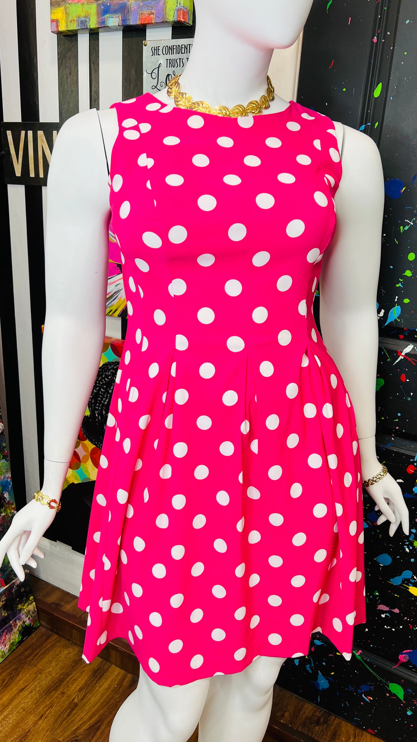 Vintage Y2K Pink & White Polka Dot Dress (14)