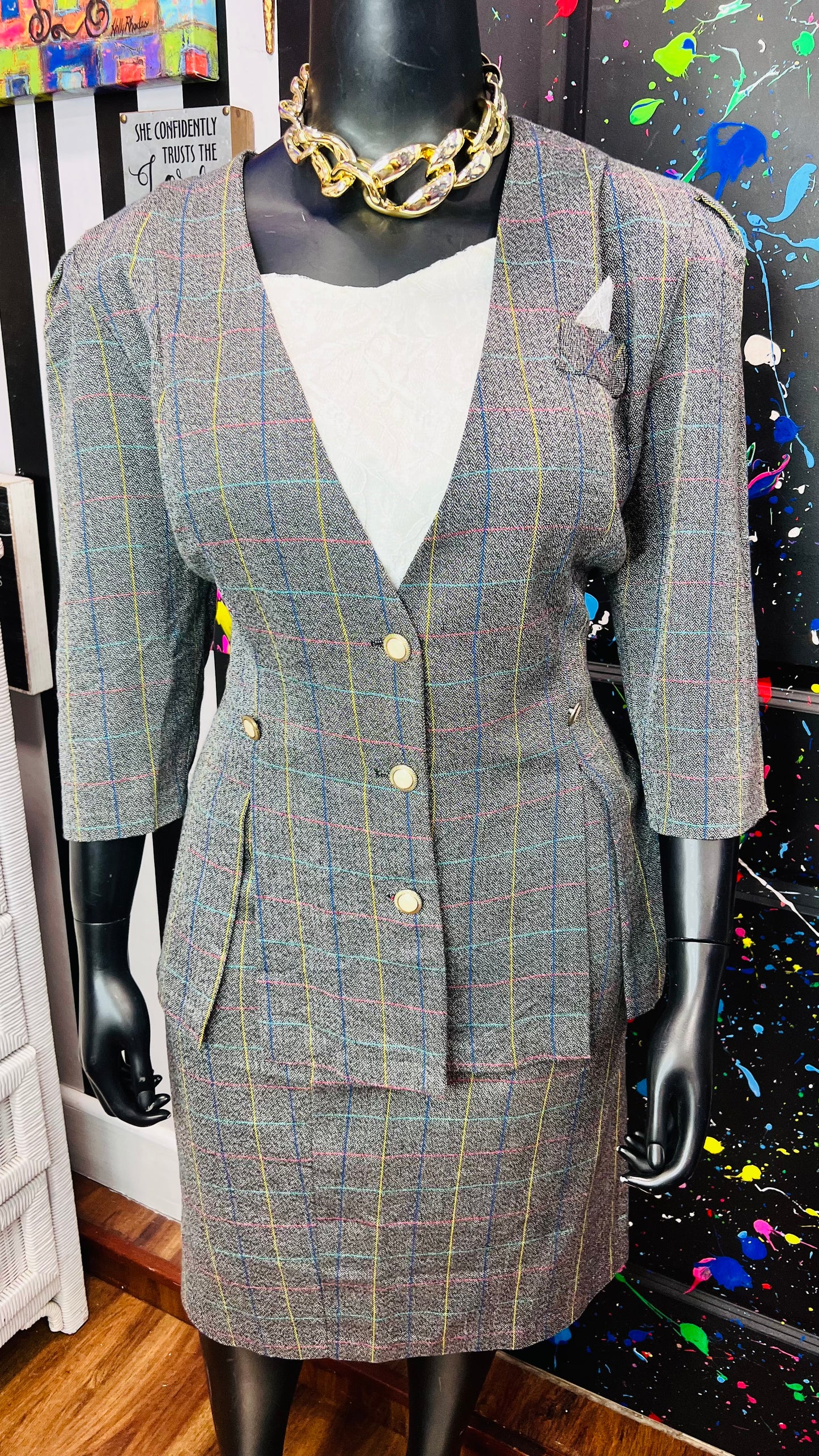 Vintage Plaid Skirt Set (18W)