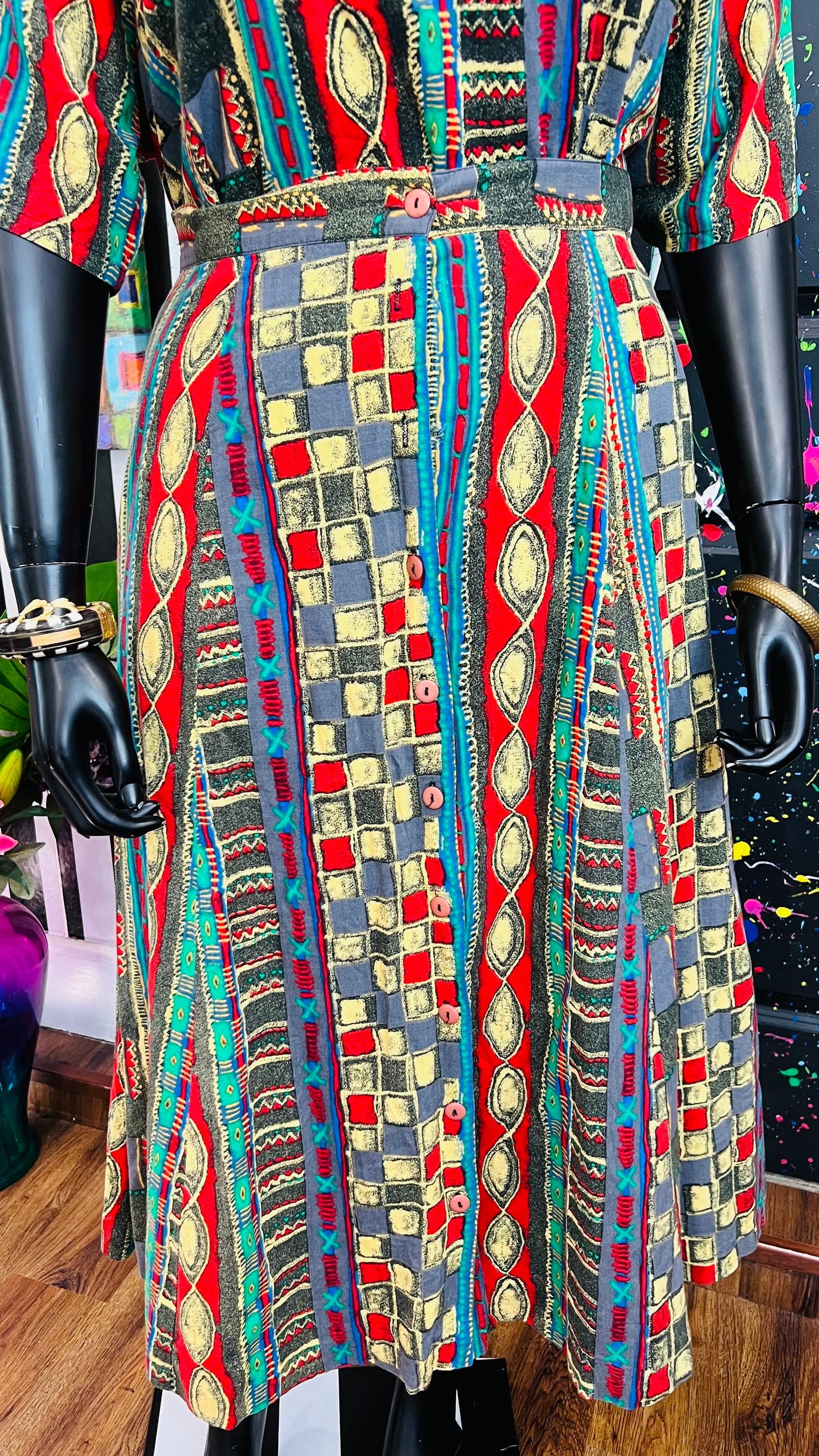 Vintage Tribal Print Rayon Skirt