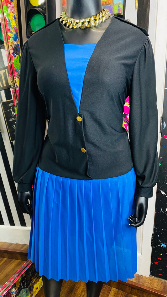 Vintage Blue & Black Dress (18)