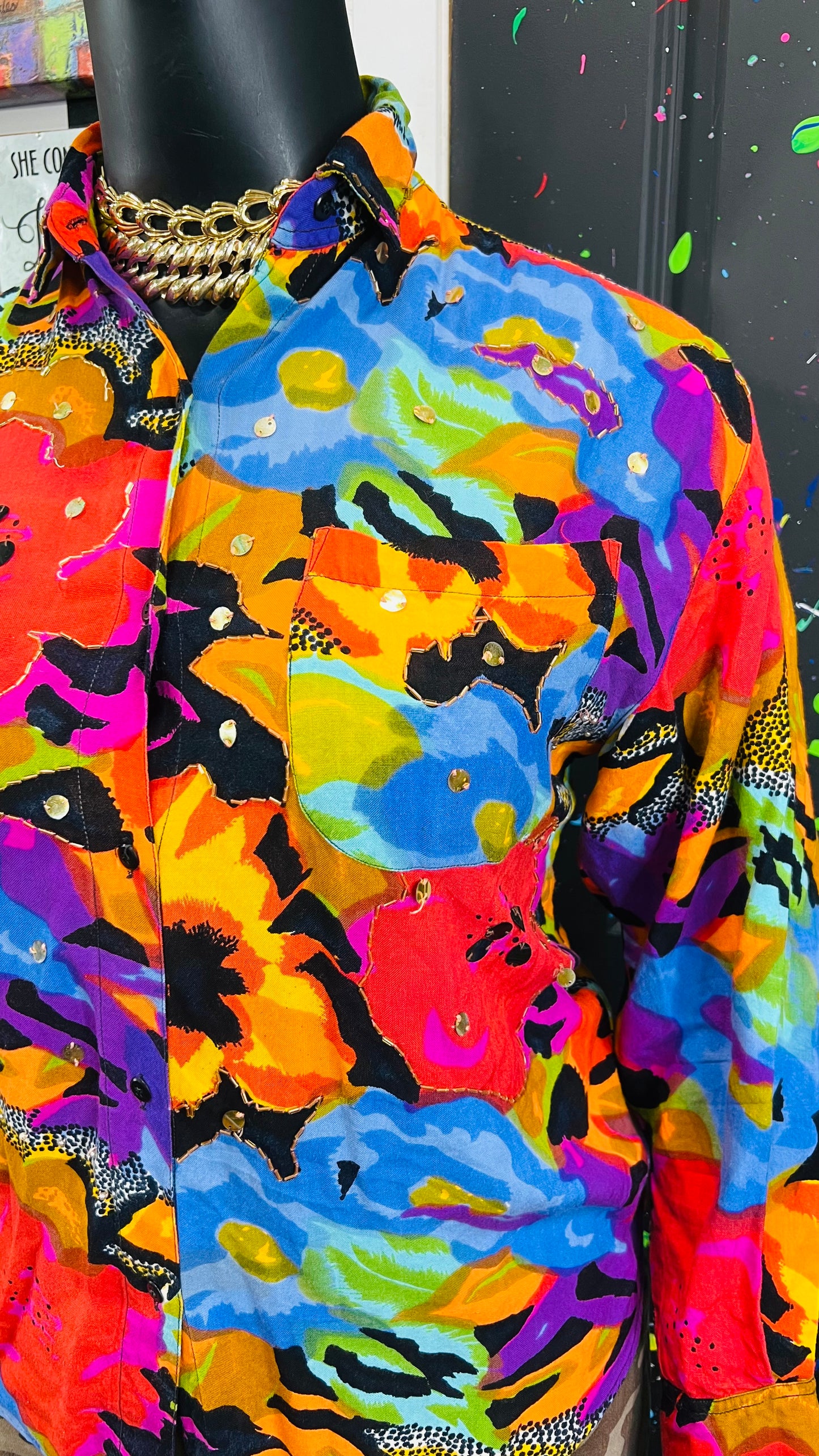 Vintage Rayon Sequin Blouse (16)