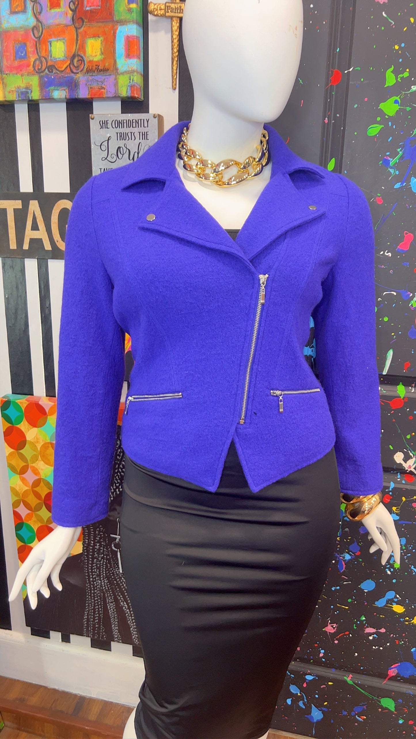 Vintage Cropped Purple Blazer (14)