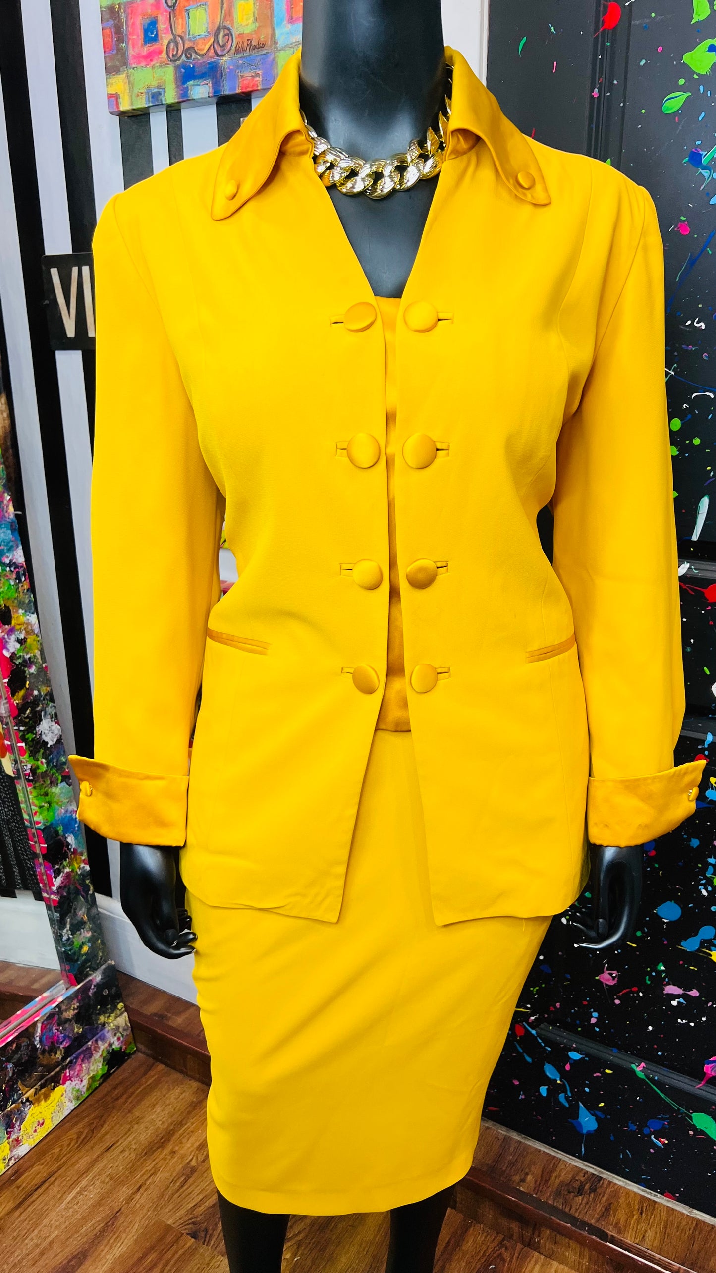 Vintage Gold Skirt Suit (18W)