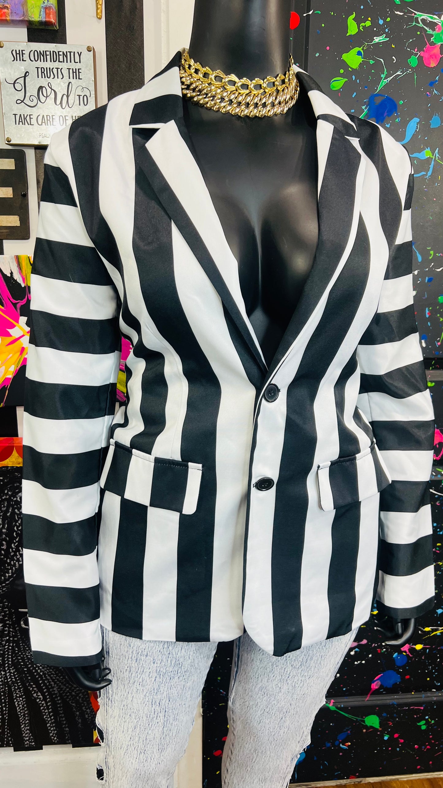 Striped BettleJuice Blazer (14)