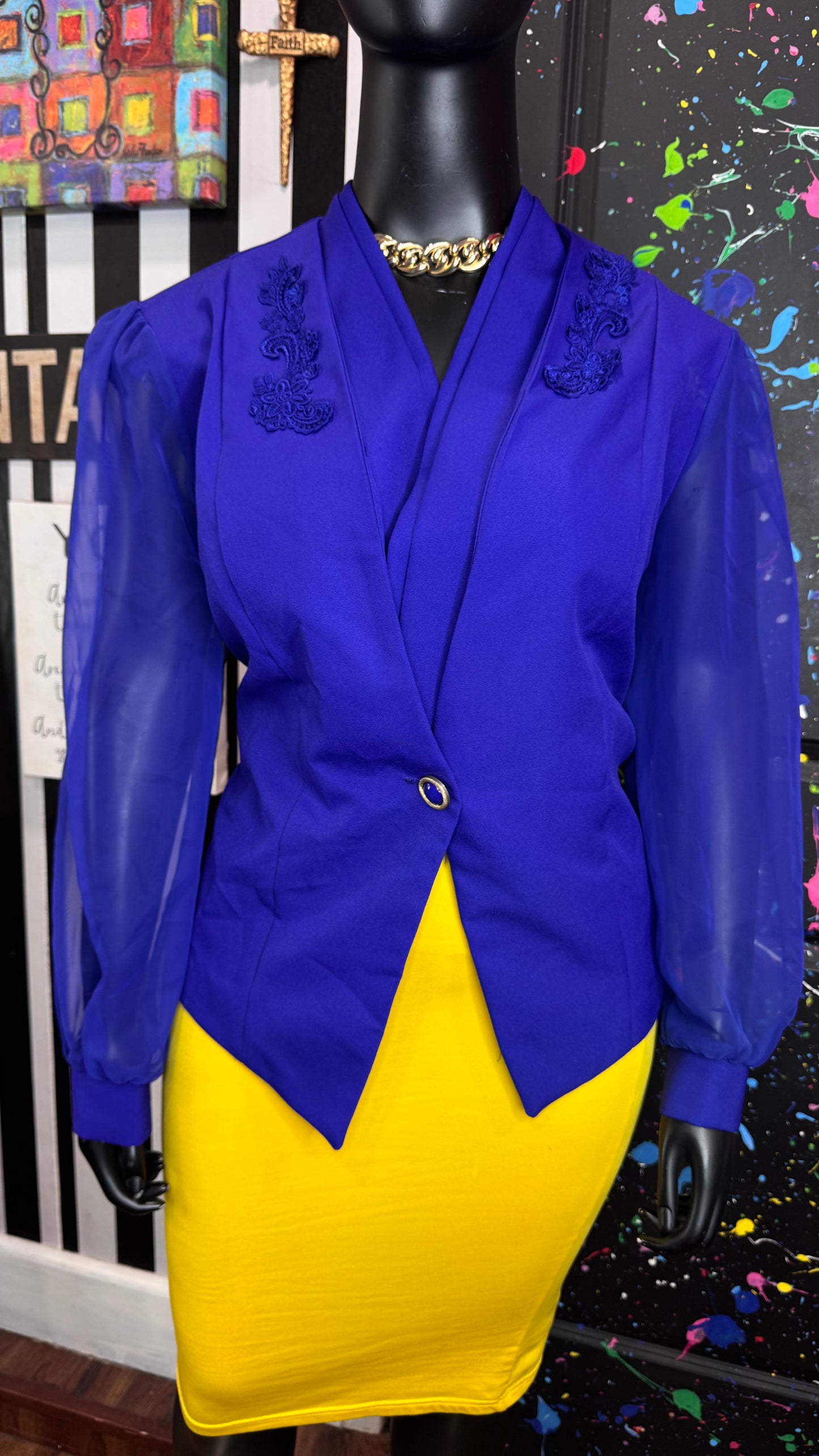 Vintage Sheer Arm Blue Blazer (20)