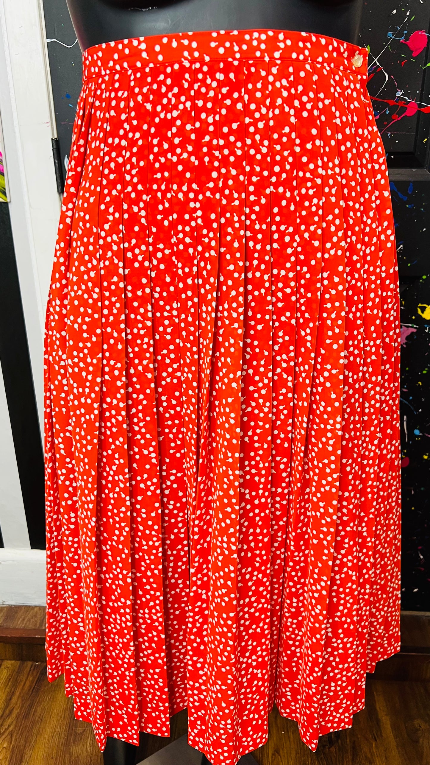 Vintage Orange & White Polka Dot Skirt Set (16)
