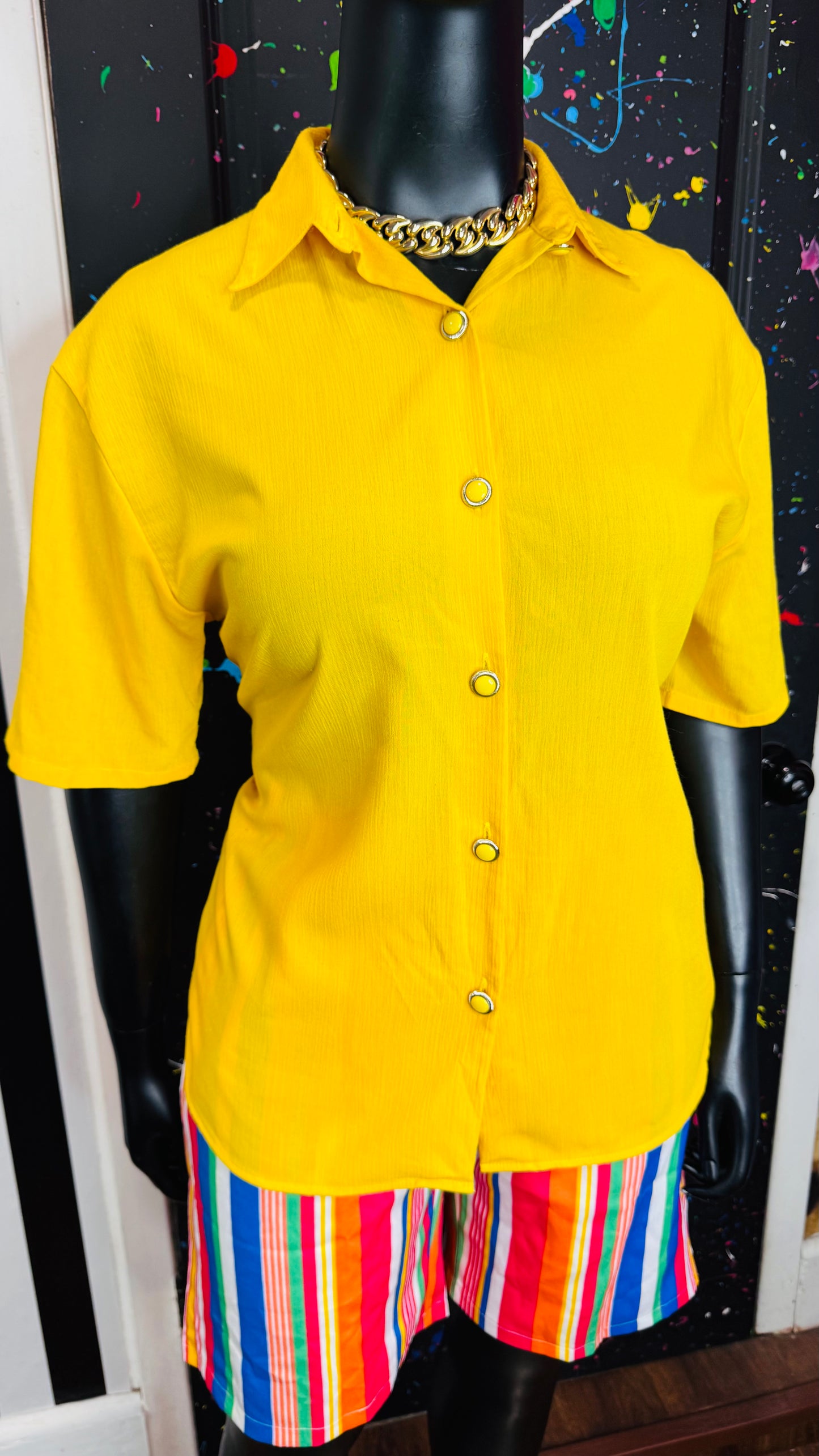 Vintage Yellow Rayon Blouse (16)