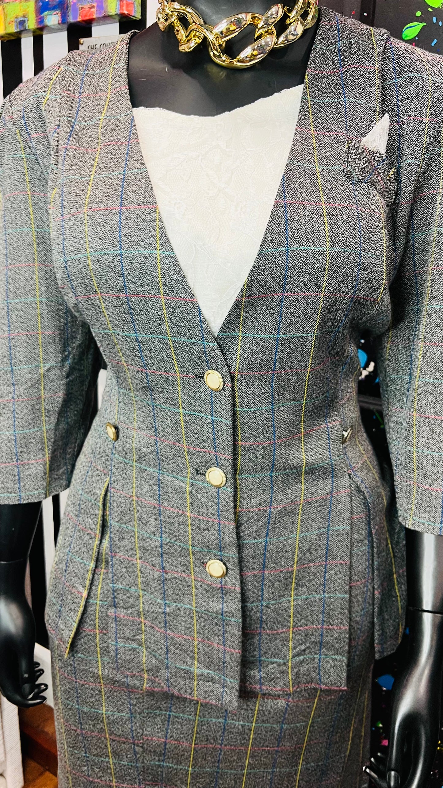 Vintage Plaid Skirt Set (18W)