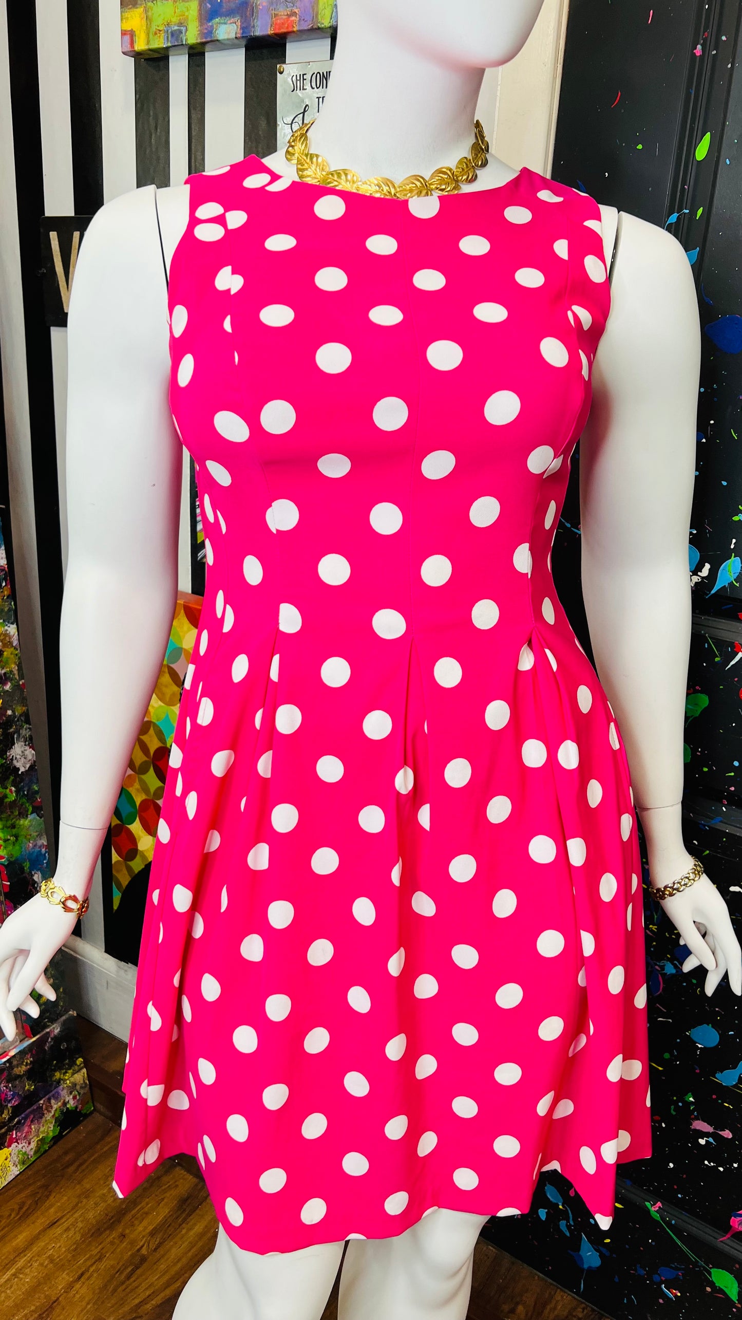 Vintage Y2K Pink & White Polka Dot Dress (14)