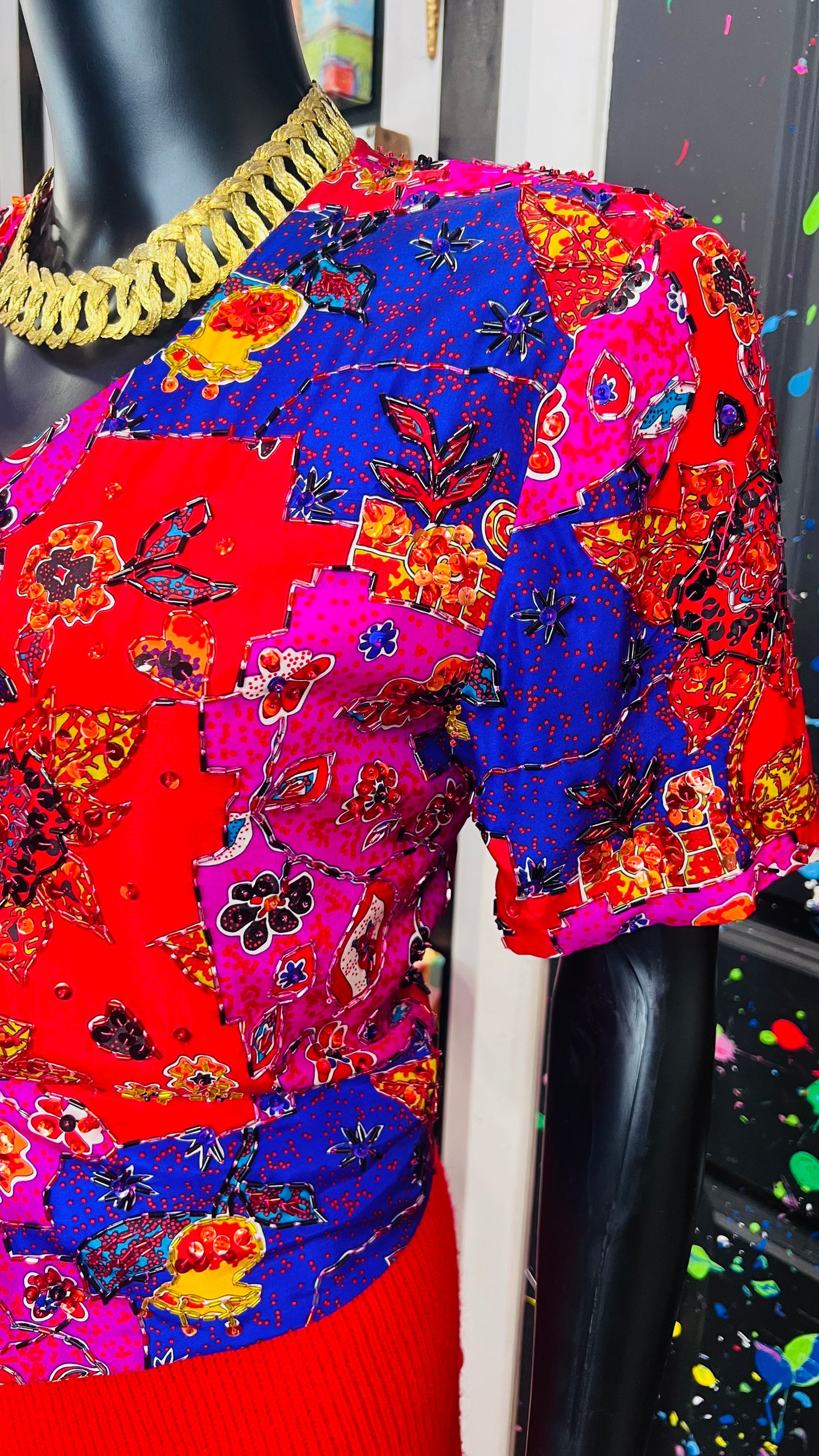 Vintage 100% Silk Sequin Blouse (12)