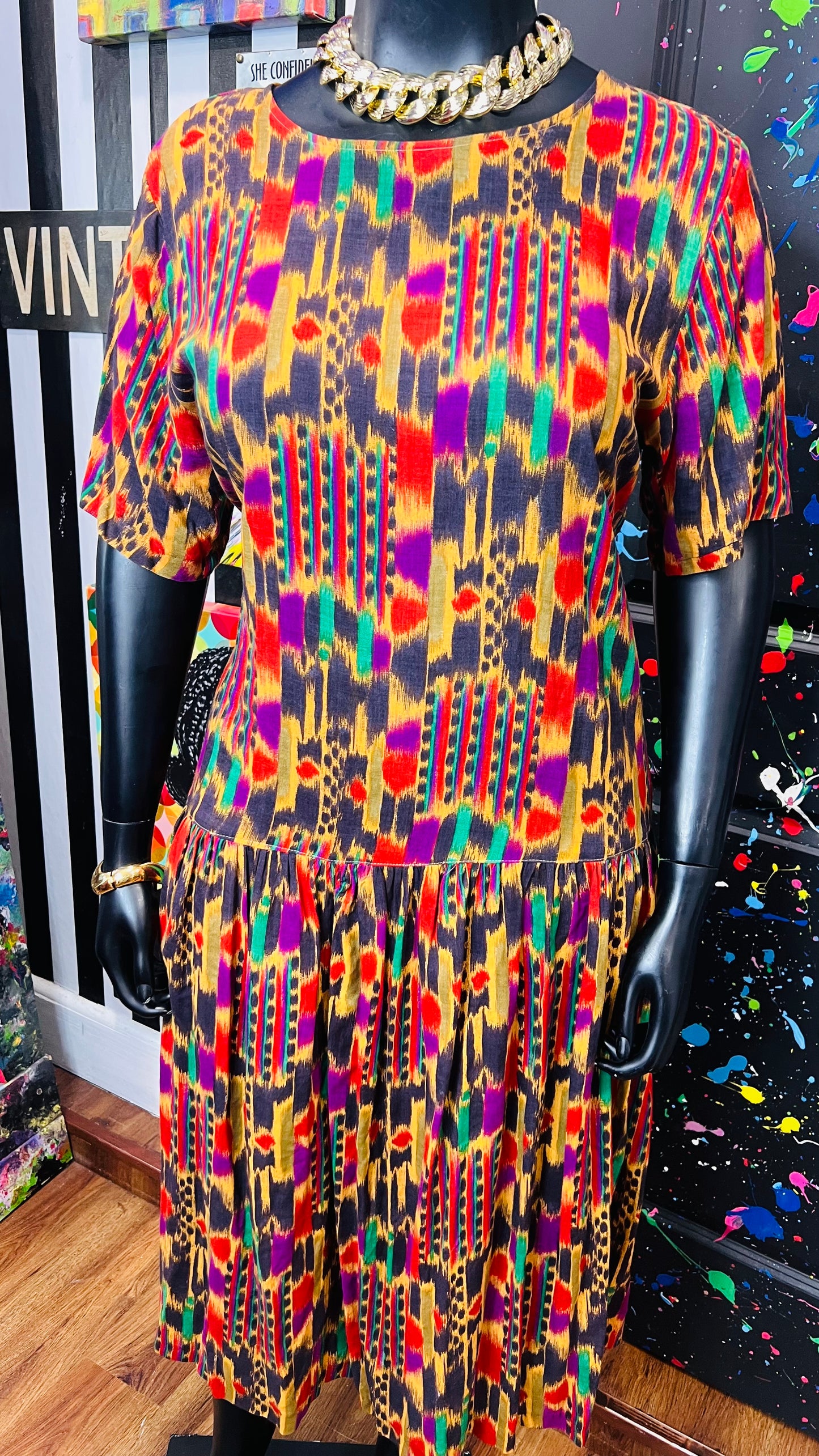 Vintage Tribal Print Sleeveless Dress (14)