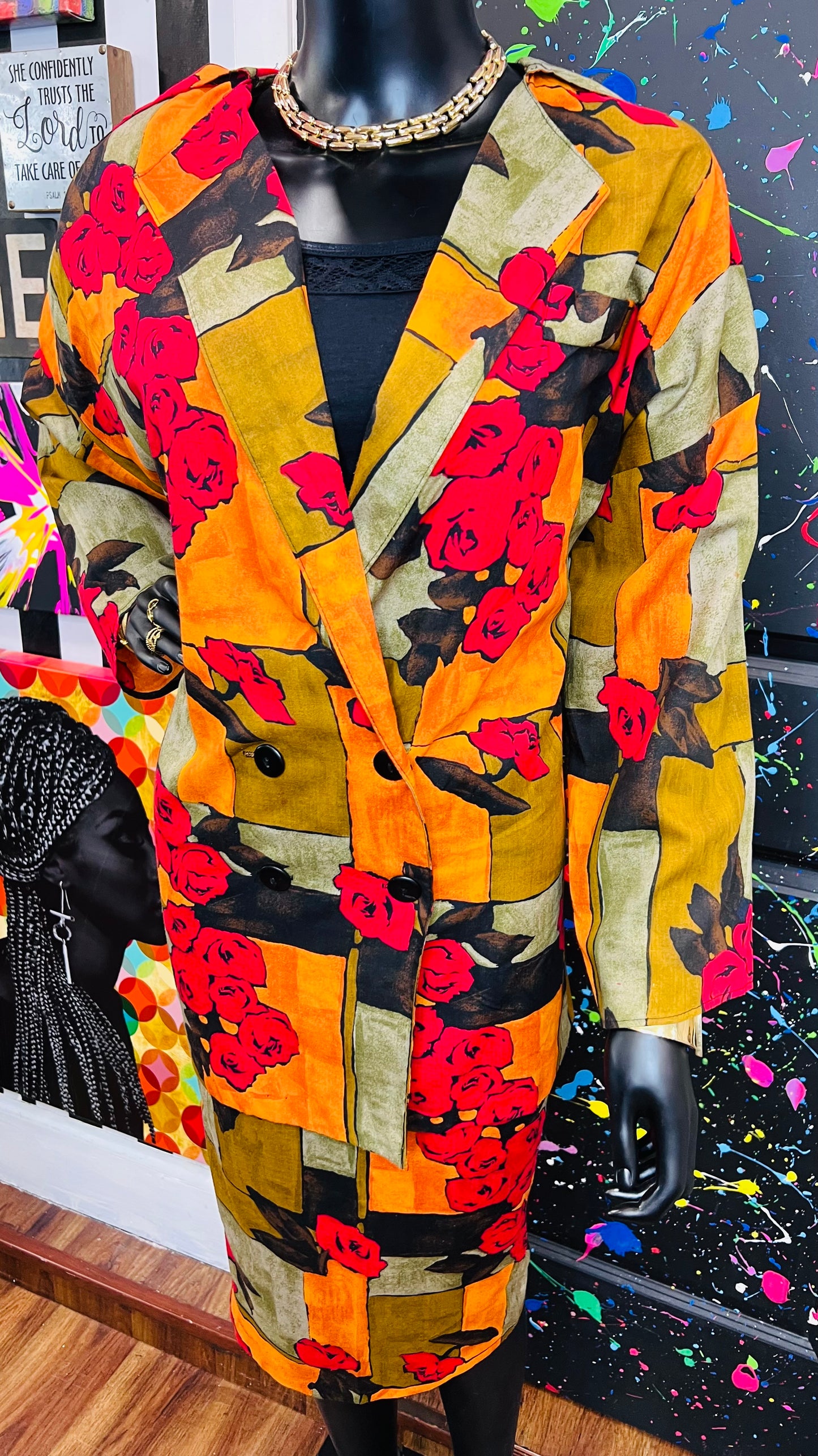 Vintage Abstract Skirt Suit w/Blazer (16W)