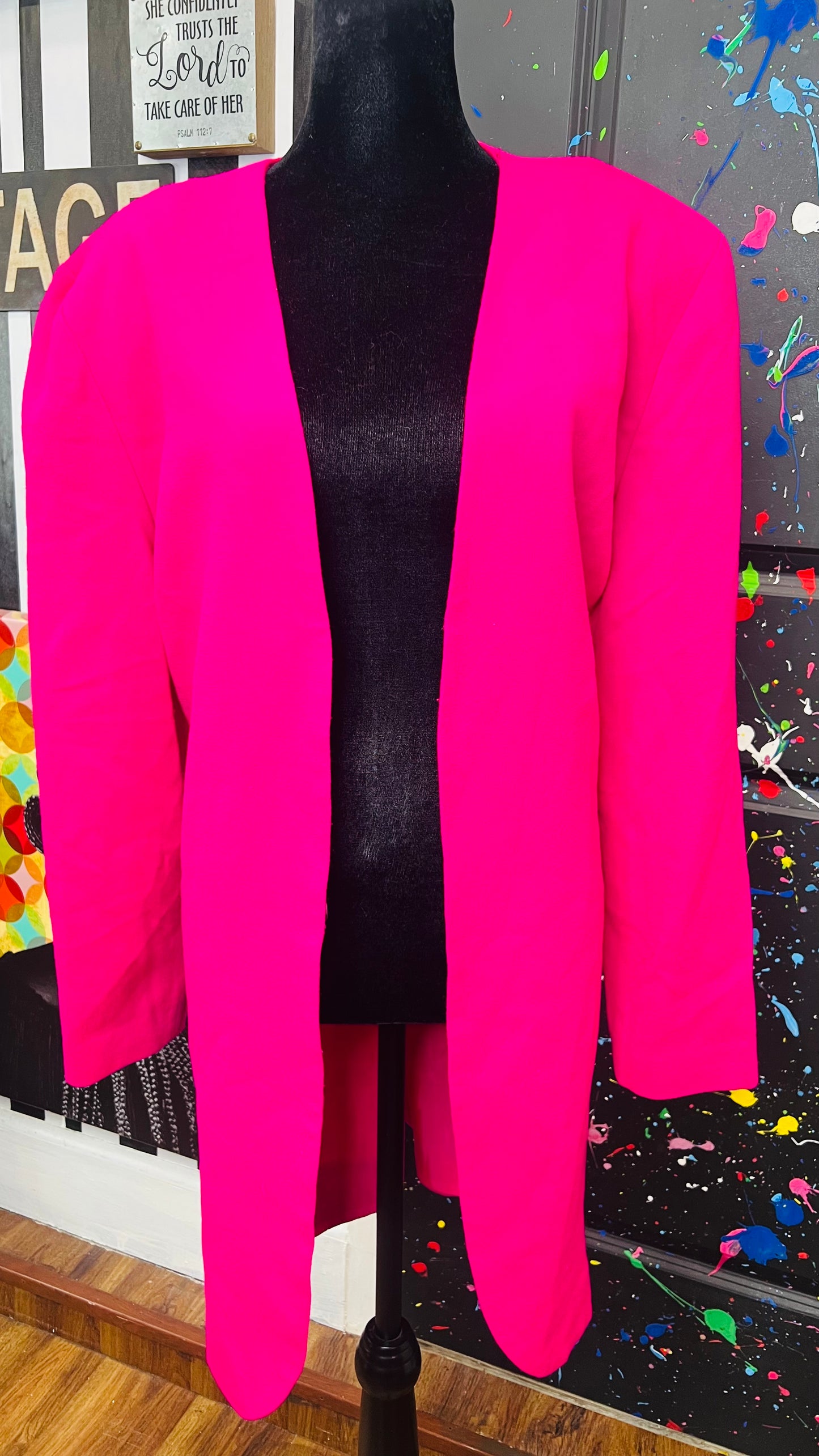 Vintage Open Fuchsia Midlength Blazer (18)