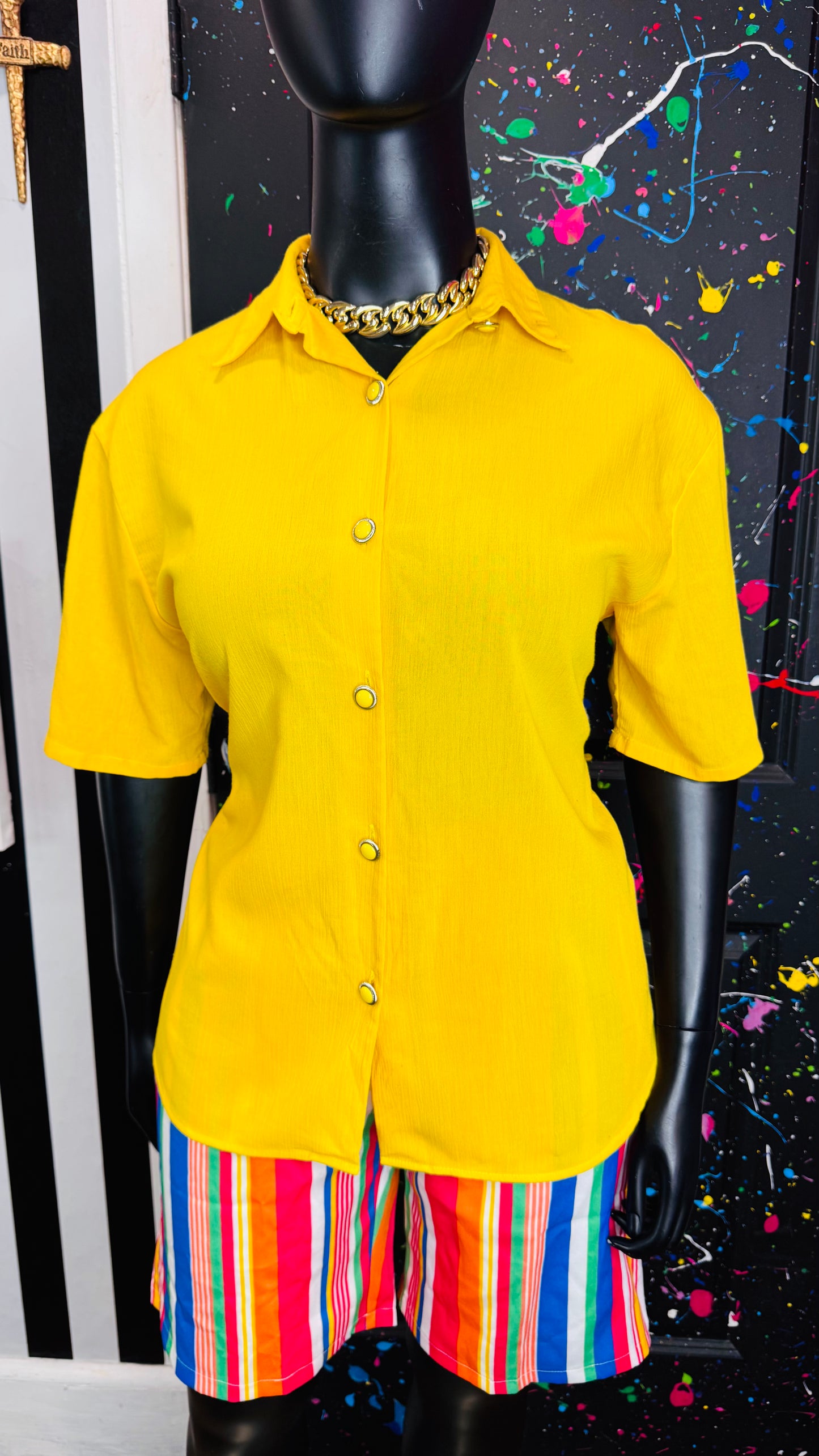 Vintage Yellow Rayon Blouse (16)