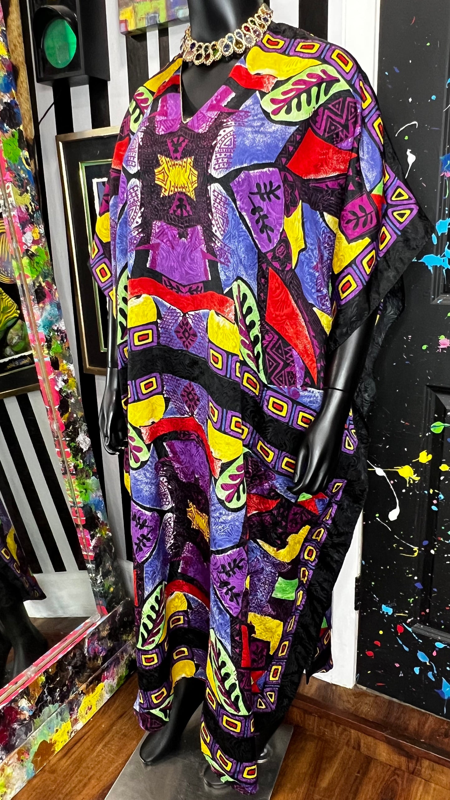 Vintage Abstract Kaftan - Mumu (OS)