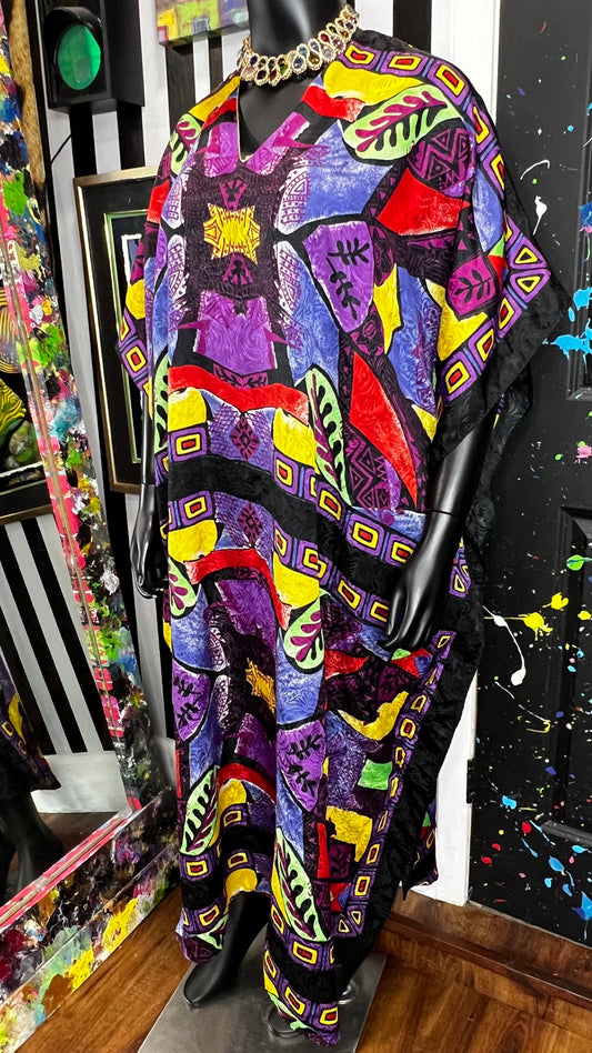 Vintage Abstract Kaftan - Mumu (OS)