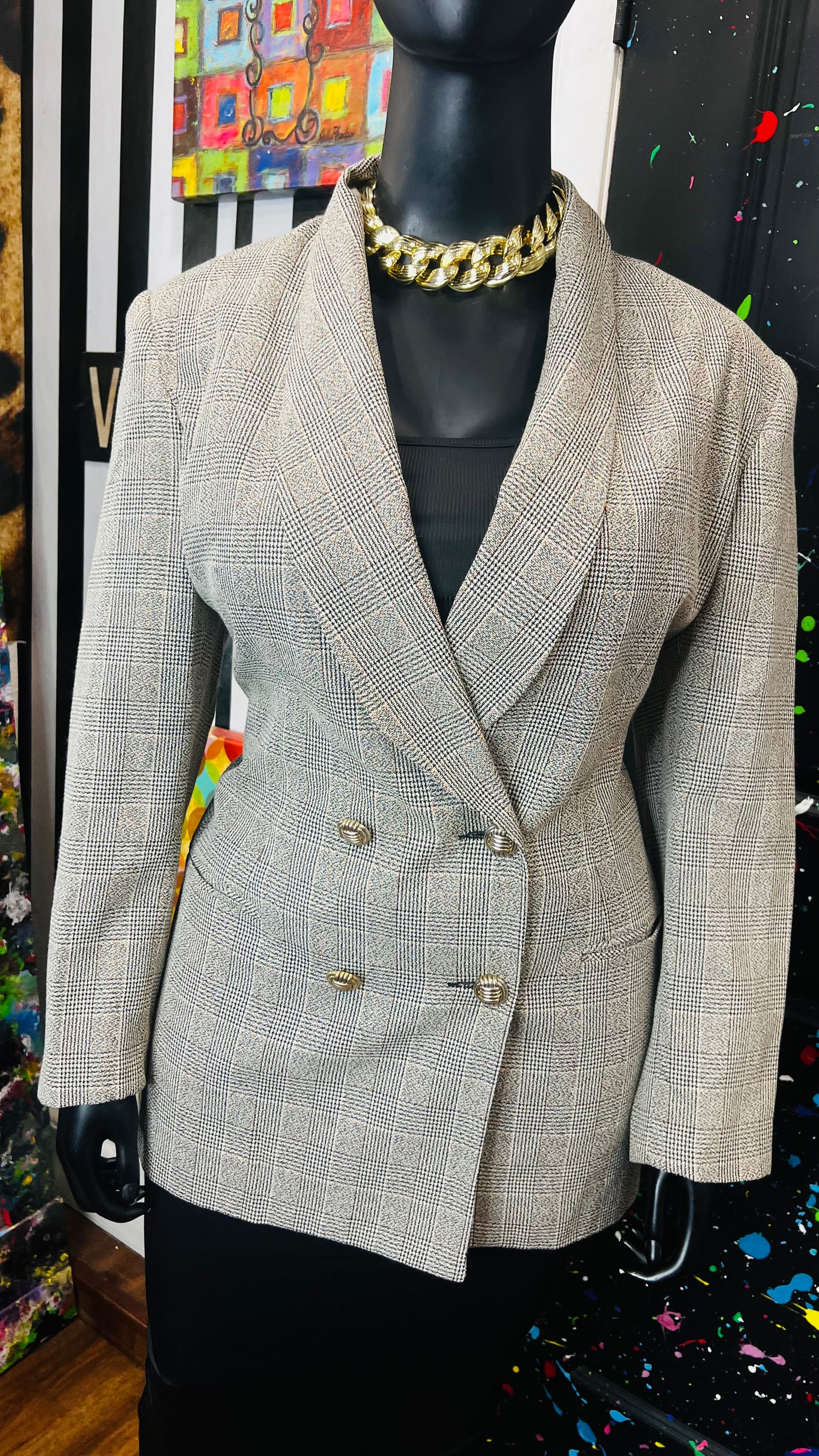 Vintage Plaid Blazer (16W)