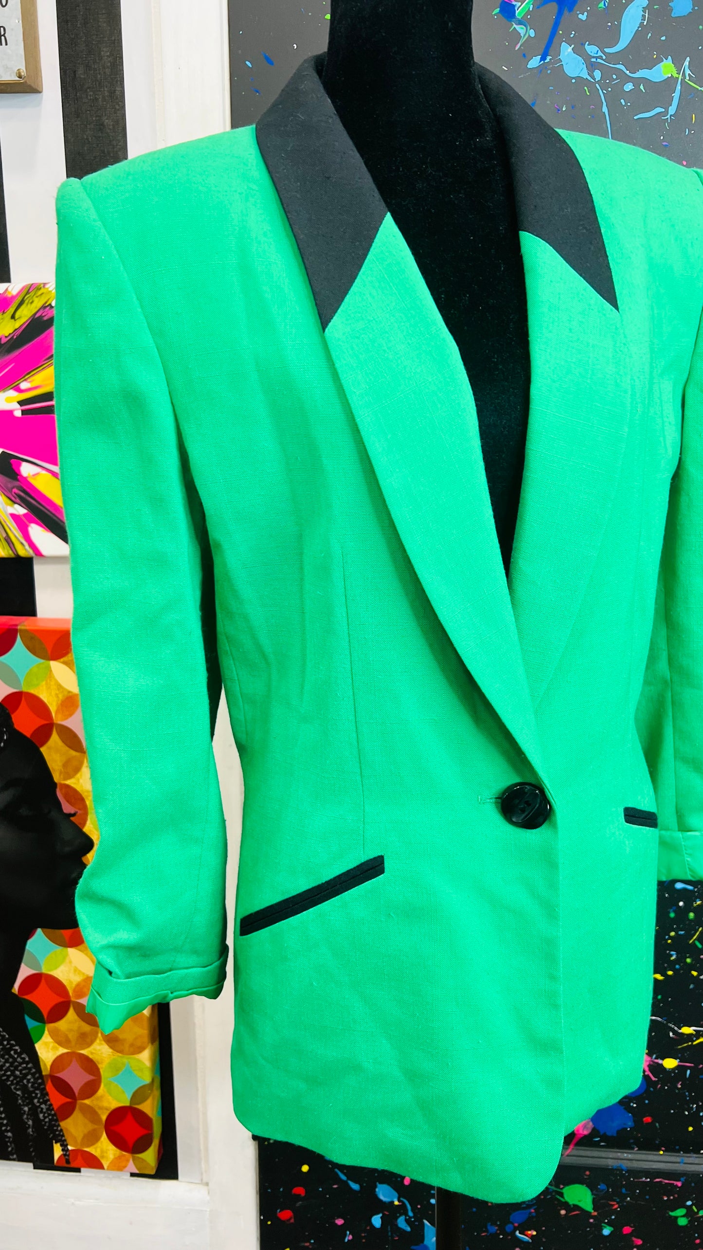 Vintage Green & Black Blazer (14)