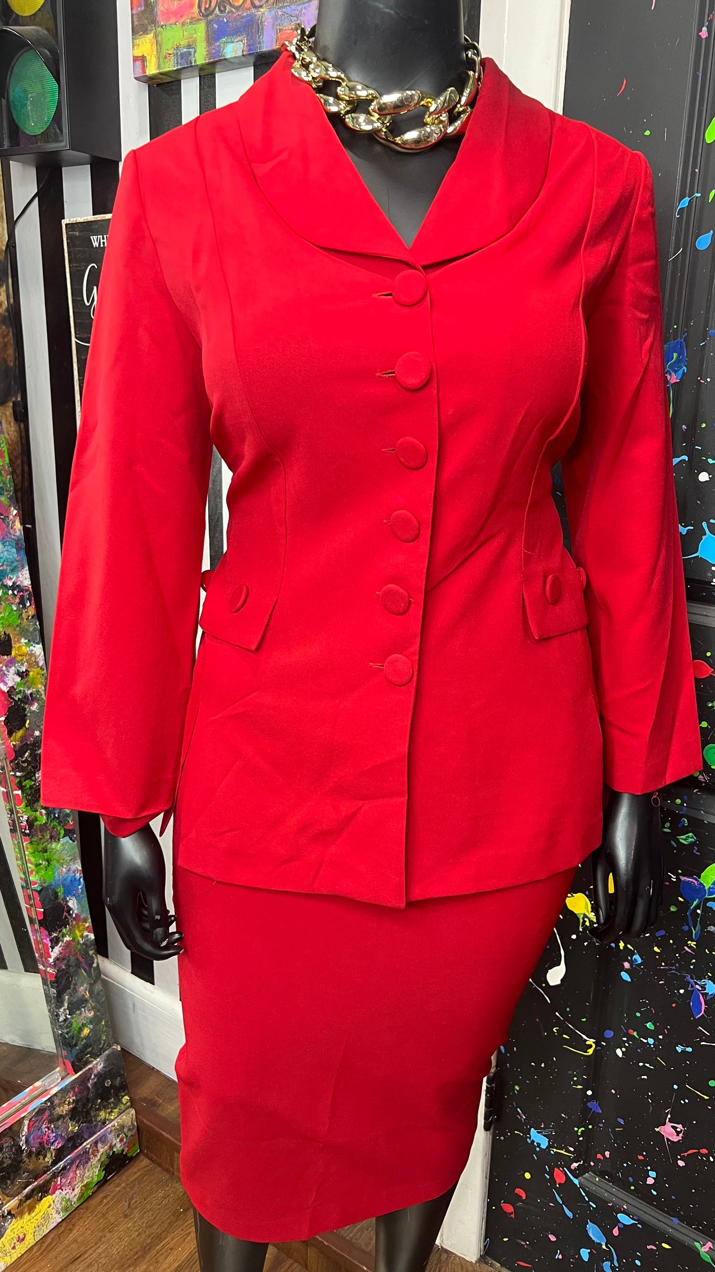 Vintage Red Skirt Suit (18/20)