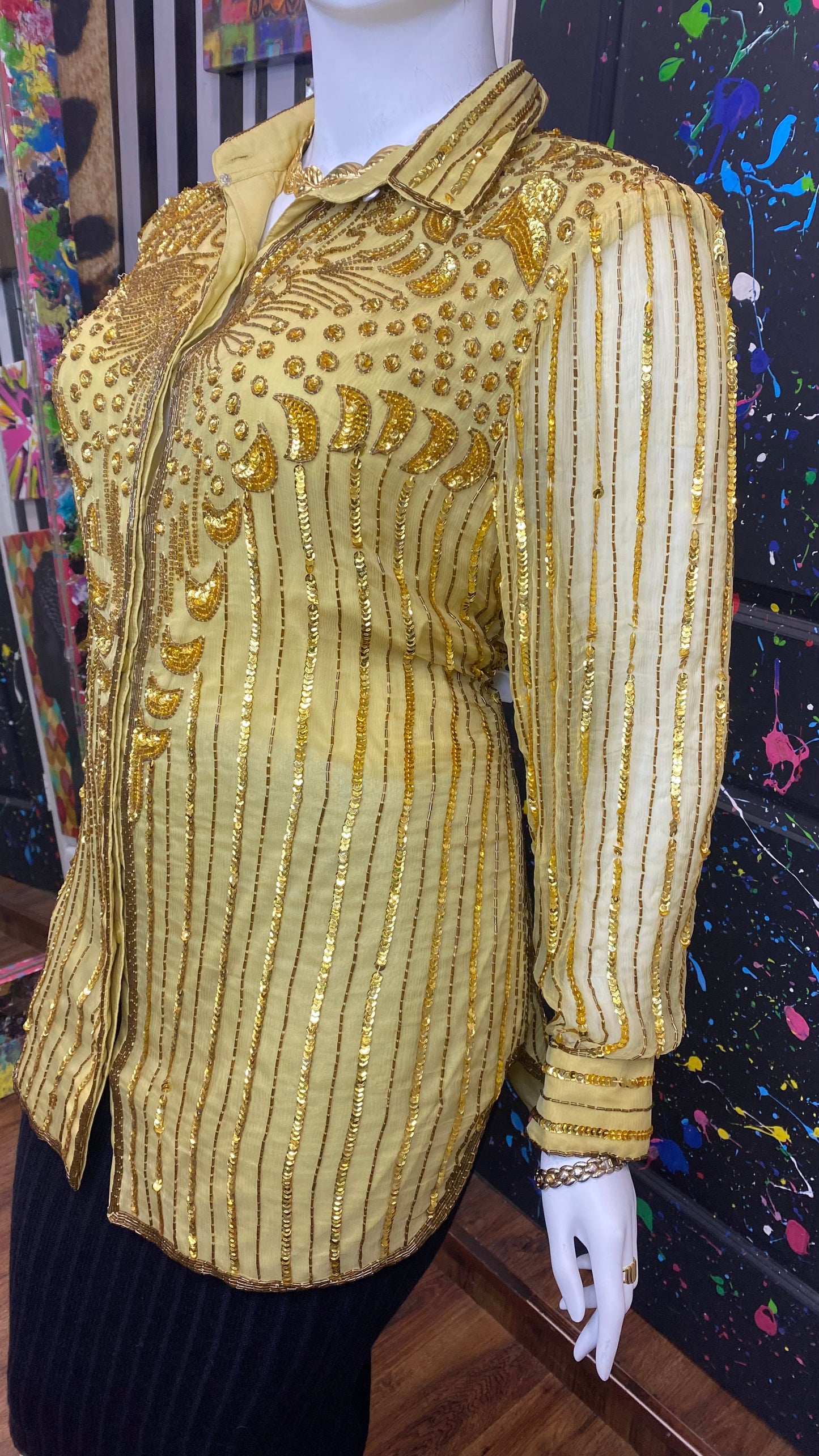 Vintage Deadstock Gold Sequin Blouse (20)