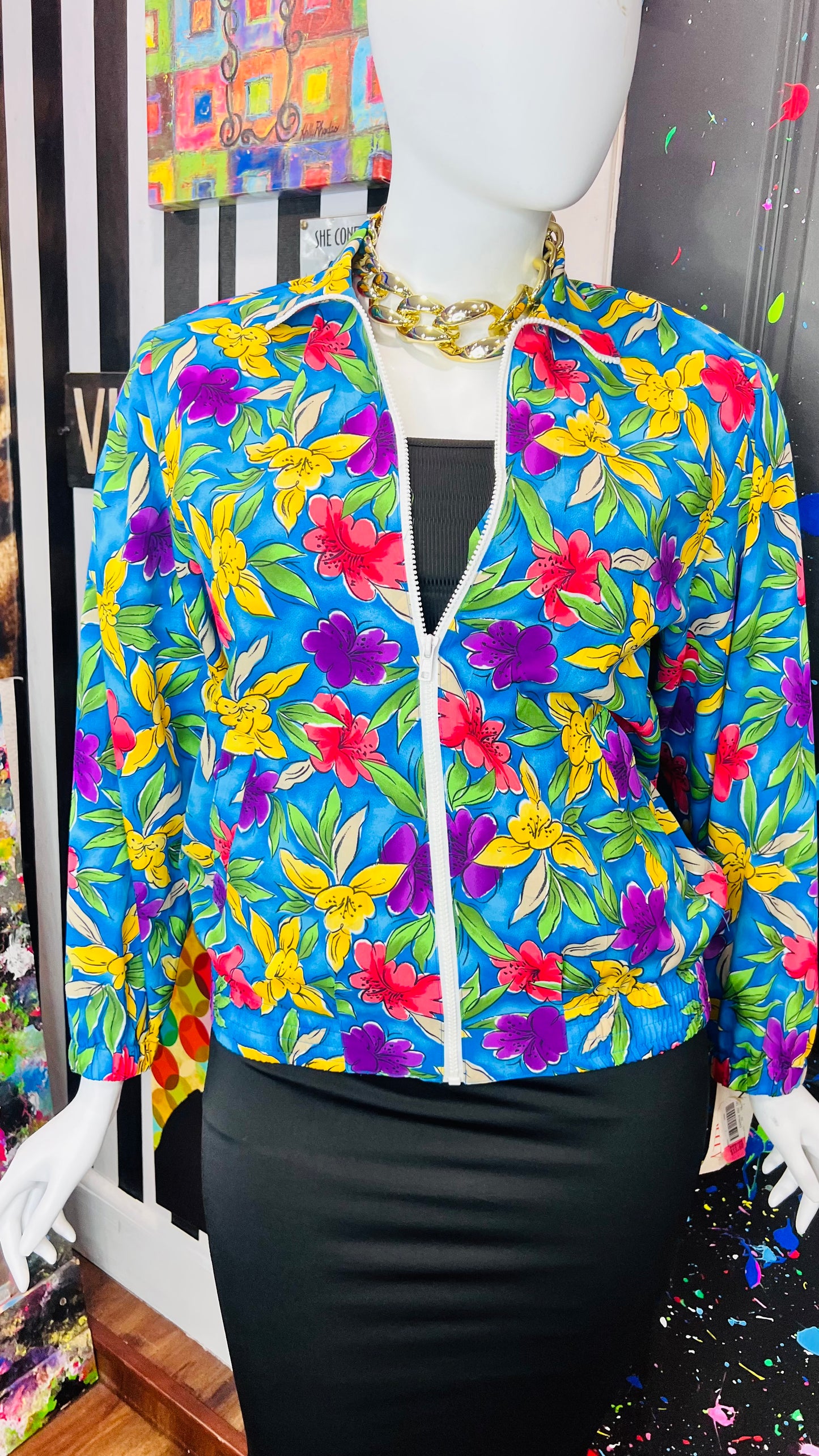 Vintage Deadstock- New w/ Tags Floral Windbreaker Jacket (18)