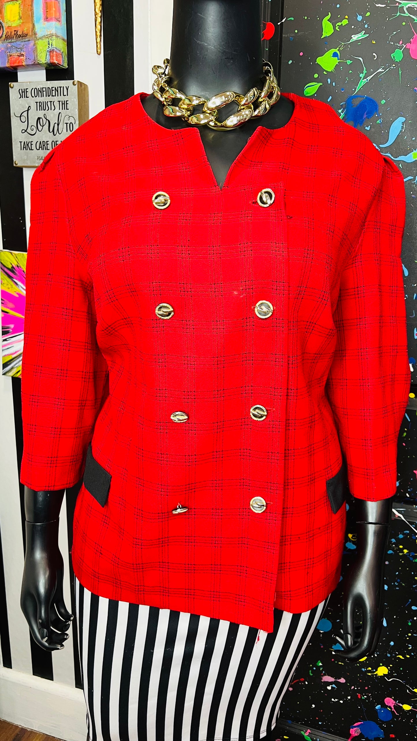 Vintage Red & Black Jenny Blazer (26WP)