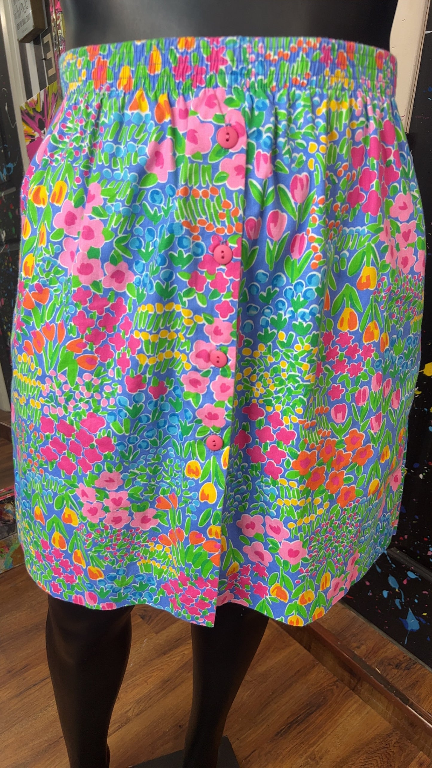 Vintage Floral Button Down Front SKORT (14/16)