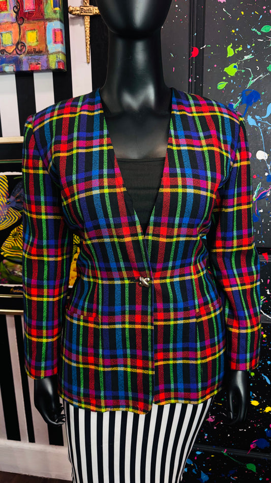 Vintage Plaid Colorful Blazer (16)