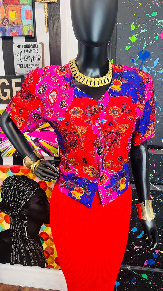 Vintage 100% Silk Sequin Blouse (12)