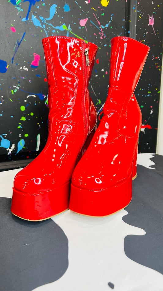 Red Faux Patent Leather Boots (10)