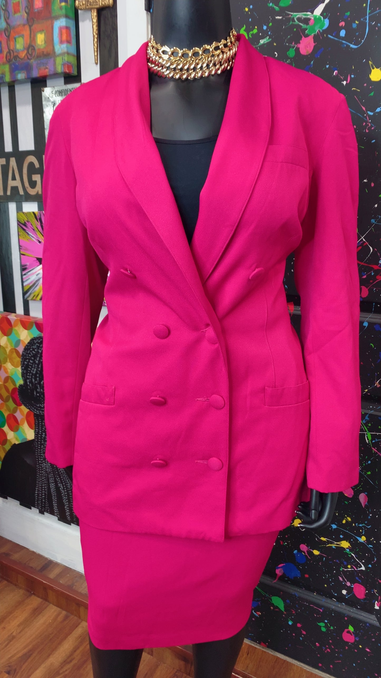 Vintage Pink Blazer & Skirt Set (20)