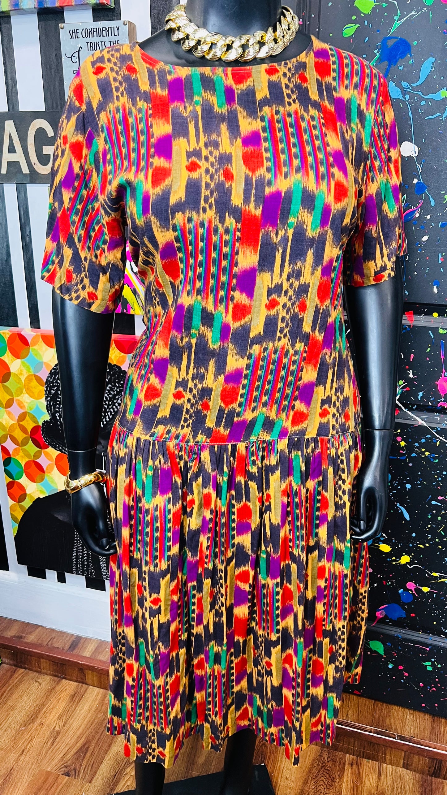 Vintage Tribal Print Sleeveless Dress (14)