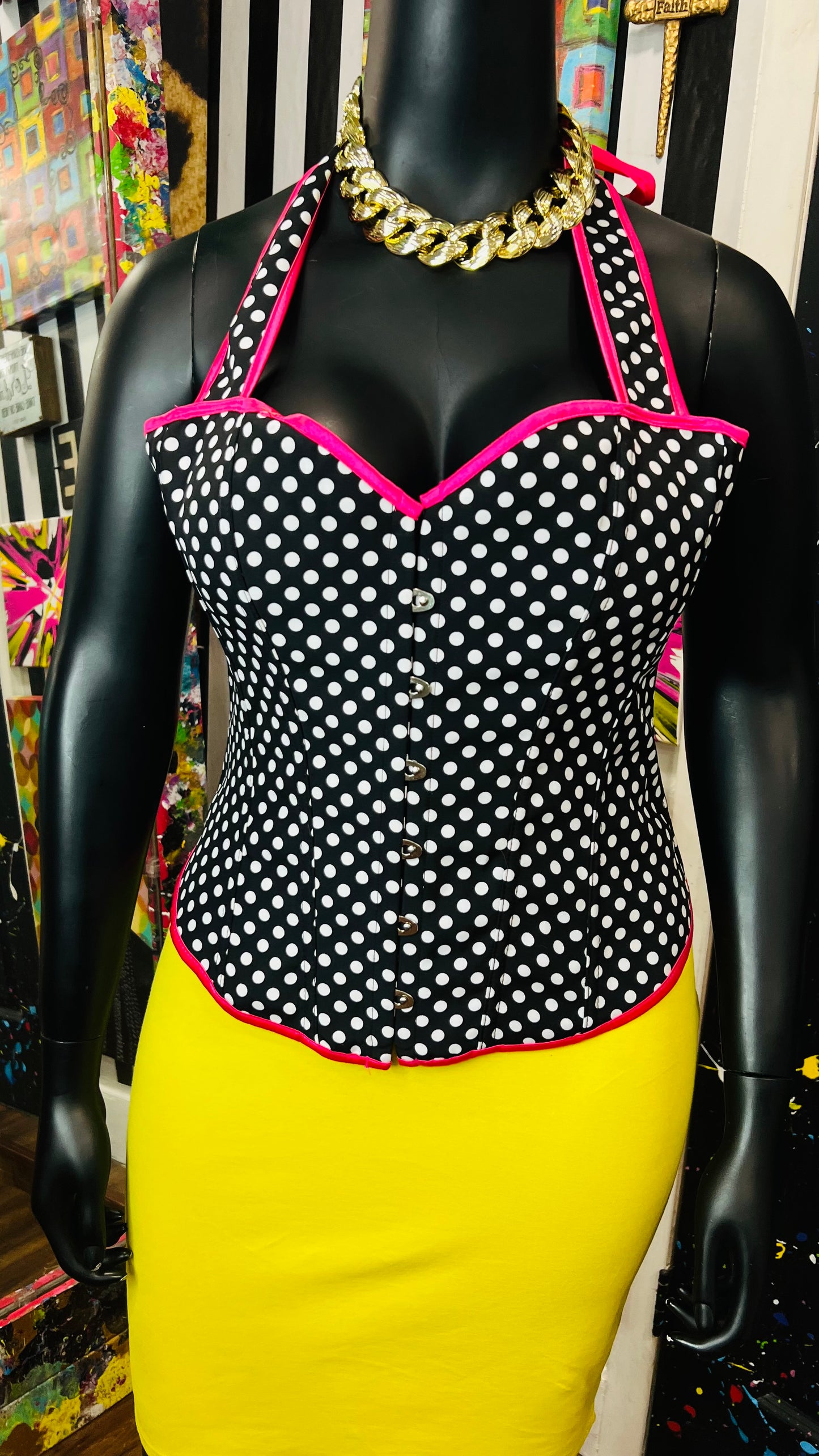 Black & White Polka Dot Bustier (OS)