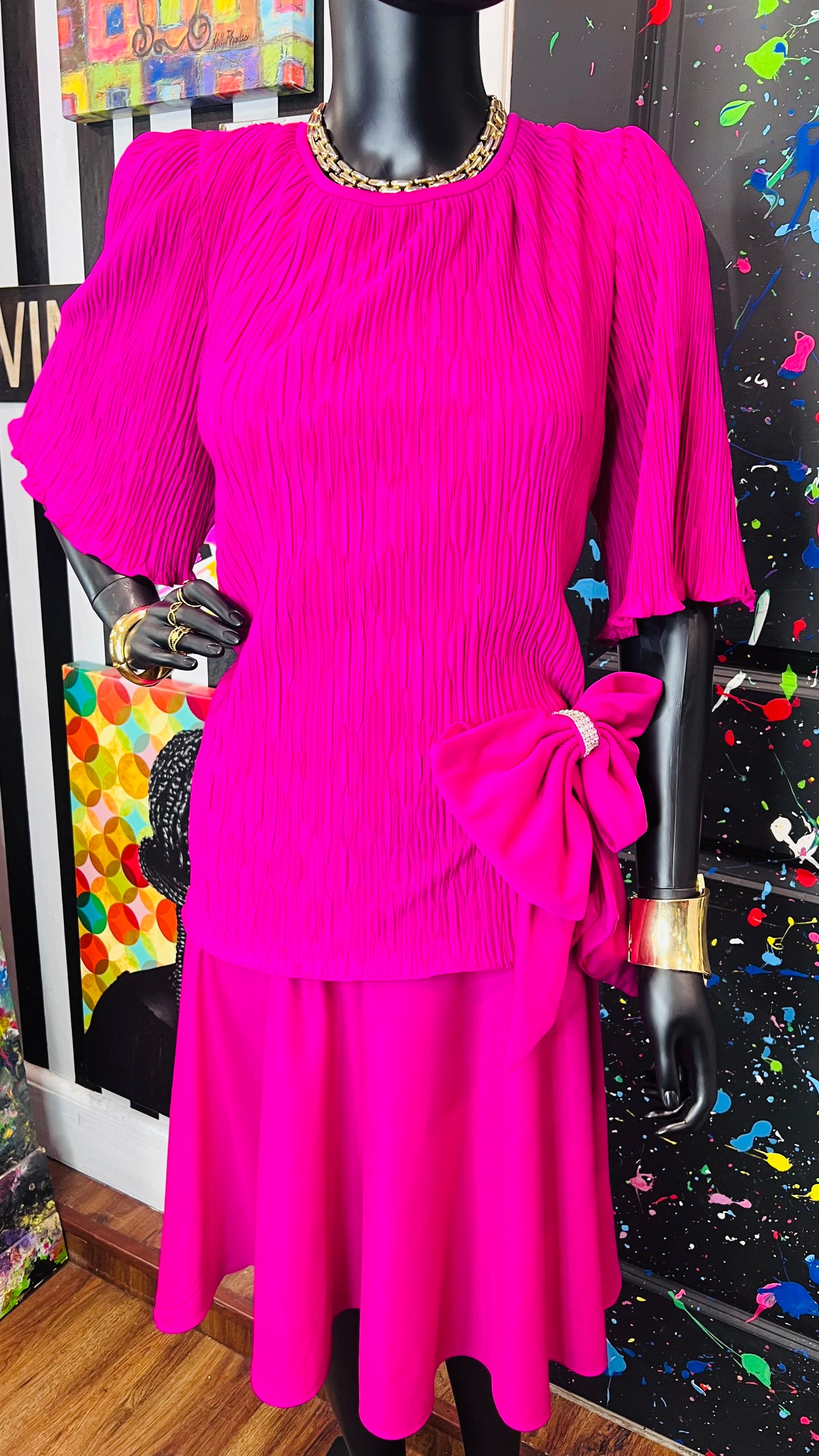 Vintage Pink Bow Dress (14)