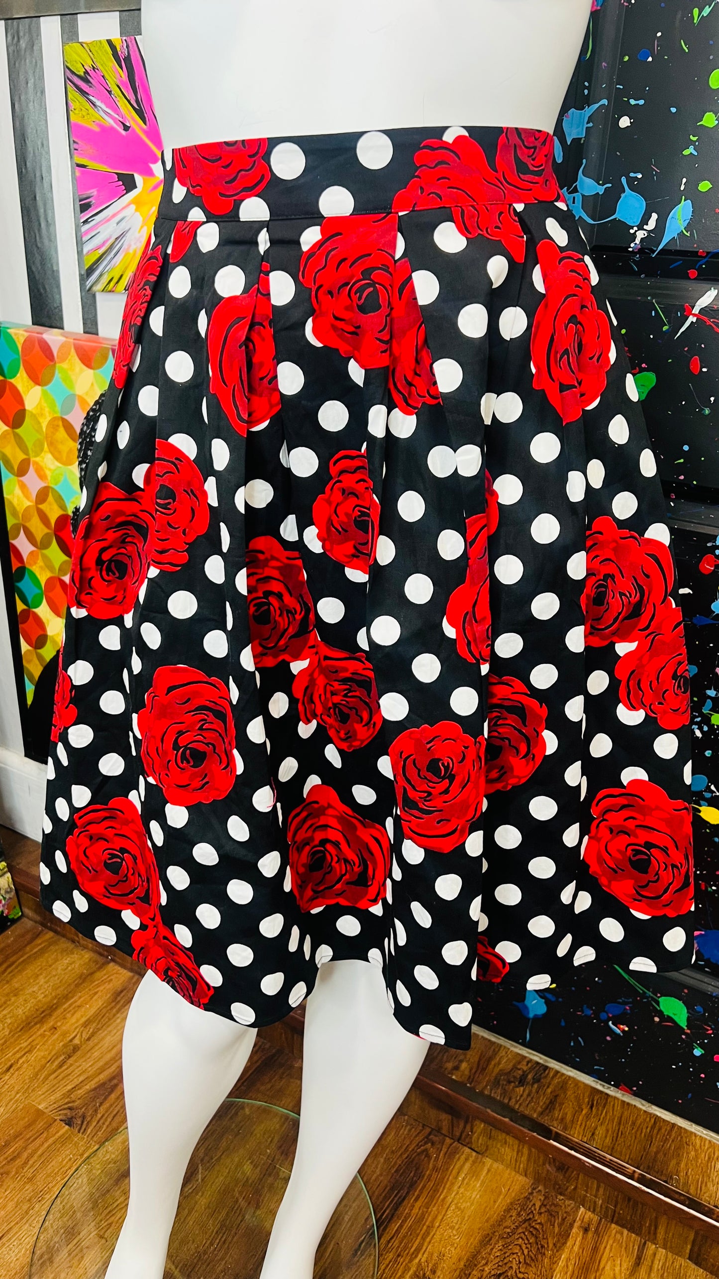 Y2K Polka Dot & Rose Skirt (16)