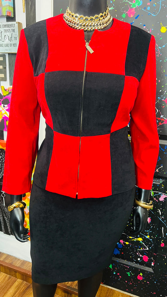 Vintage Red & Black Skirt Set (16)