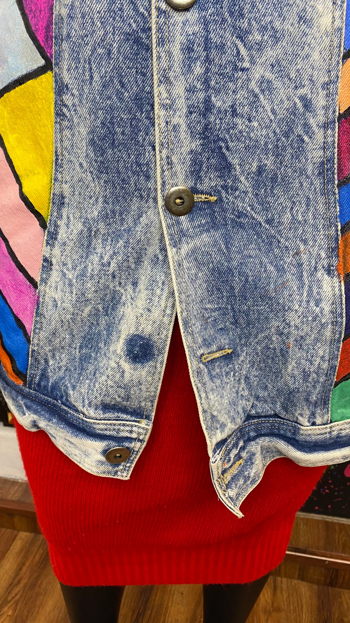 Vintage Acid Wash Hand Painted Denim Jacket (18/20)