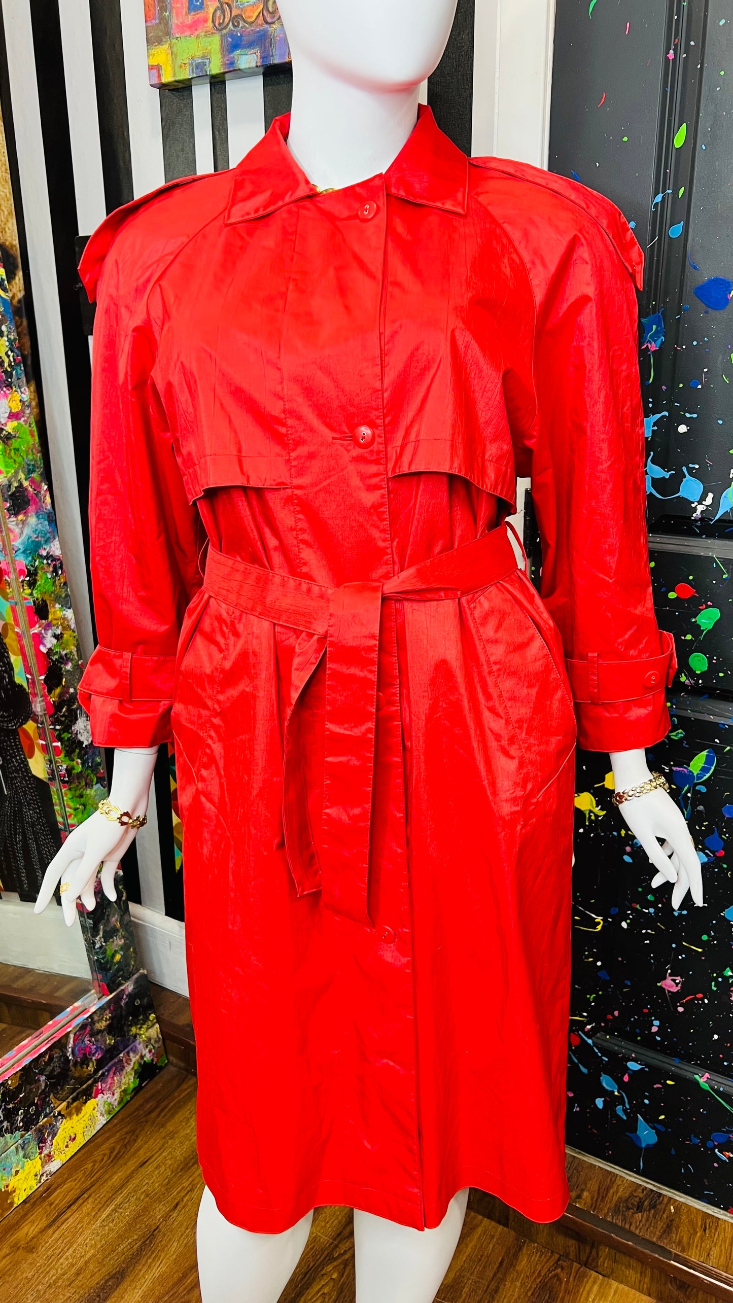 Vintage Red Rain Trench Coat (14)