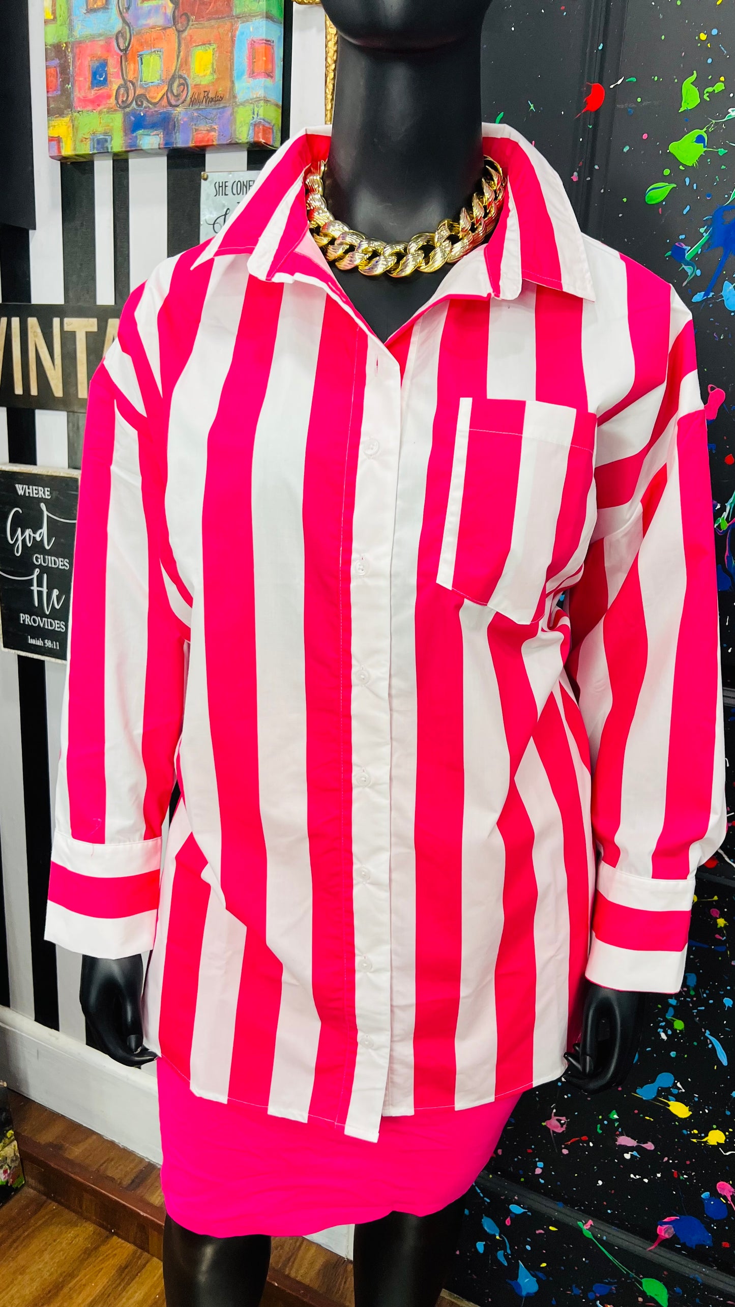 Pink & White Striped Blouse (24)