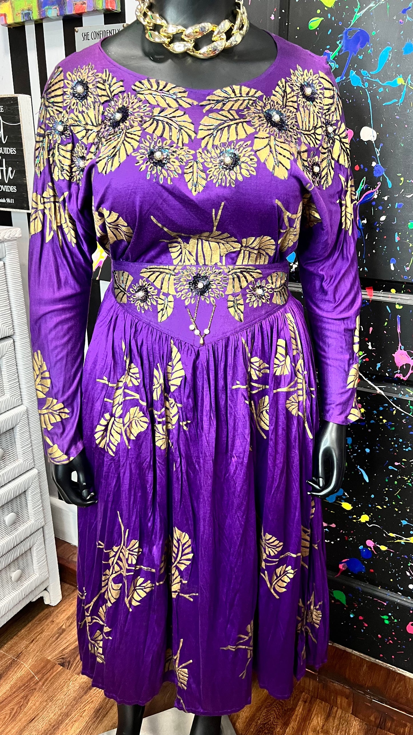 Vintage Rayon Sequin Skirt Set (18)